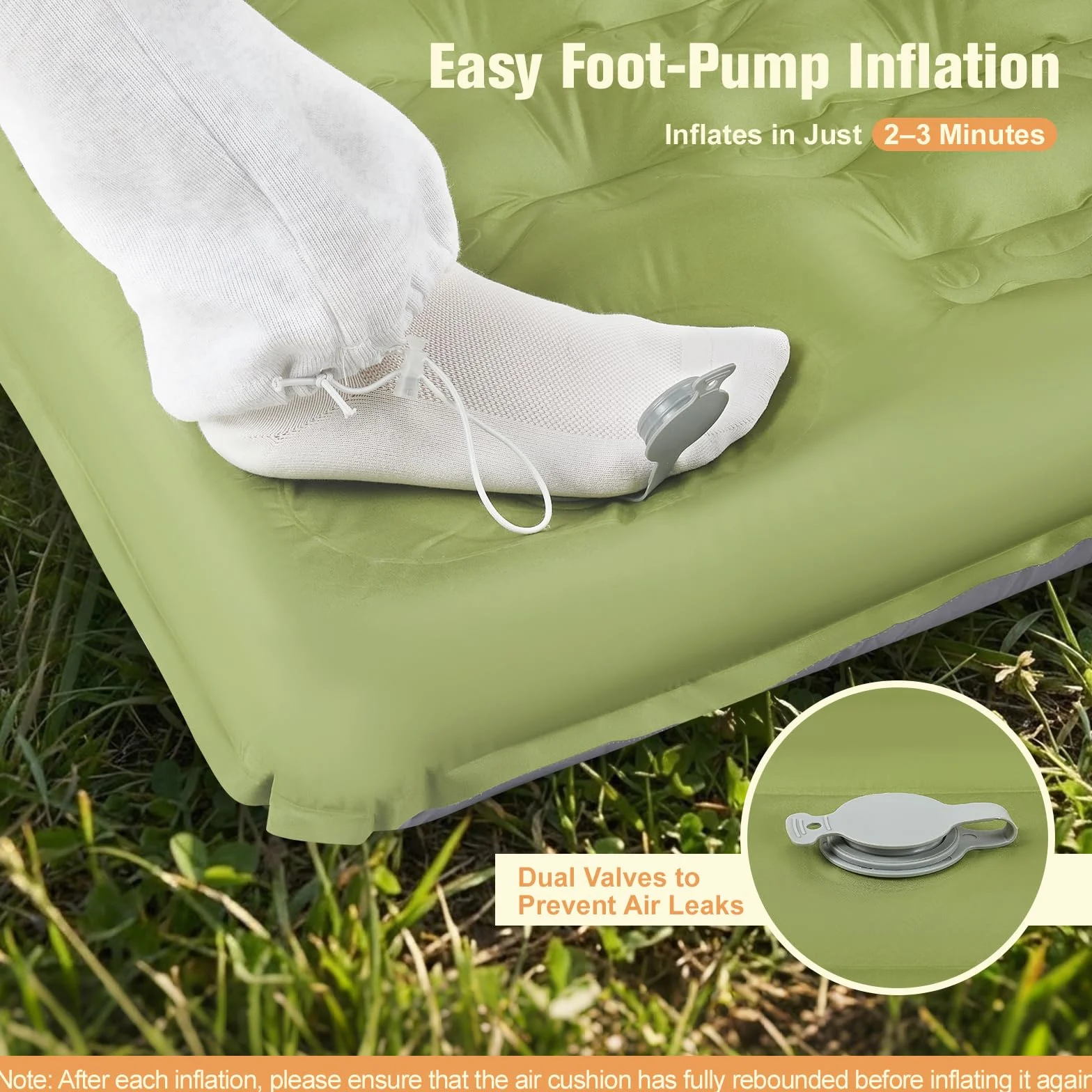 colchoneta camping 2 persona,15cm extra grueso colchón hinchable,190*140*15cm colchon camping con almohadas bomba de pie incorporada,colchón autoinflable ultraligero para exteriores máx 250KG