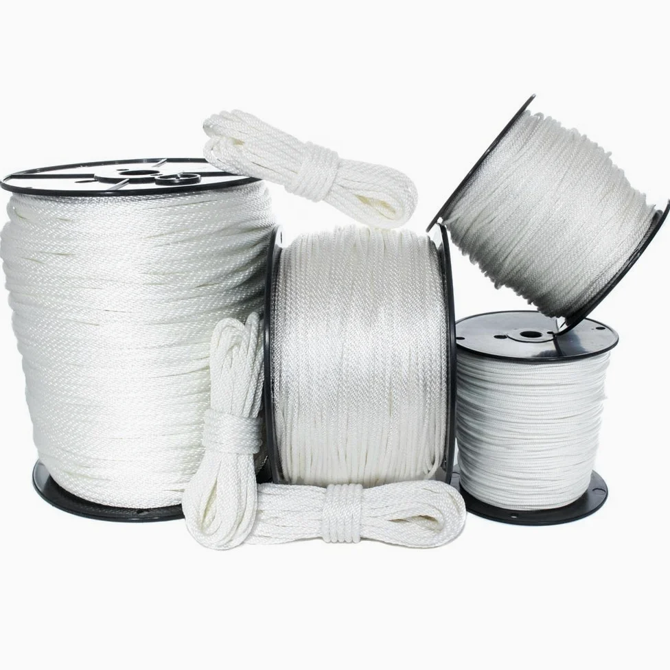 Cuerda de nailon trenzado blanco sólido (1/8 en – 1/2 pulgadas) – Mold, rotación, UV, gas, y resistente a la intemperie – Ancla, toallas, barcos, amarre, camping, poleas, bloques, proyectos de bricolaje, al aire libre (50 pies – 500 pies)