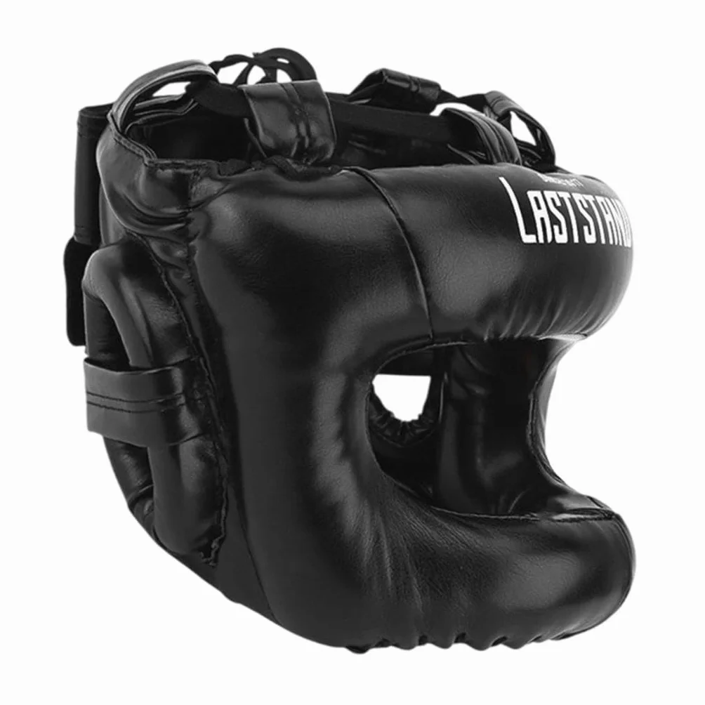 Casco de Boxeo para Adultos Ajustable Negro Kickboxing MMA