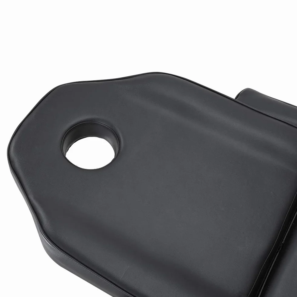 Camilla de Masaje Ajustable Plegable de Cuero PU con Taburete (Negro)