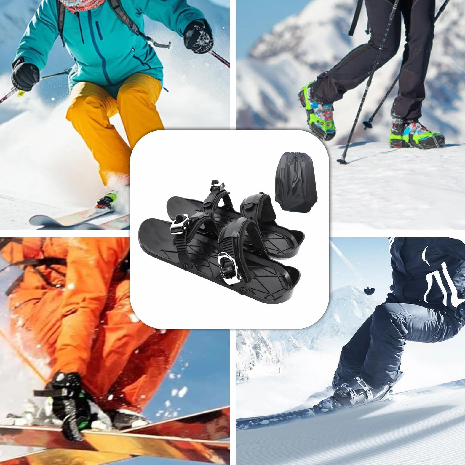 Patines de esquí para adultos, zapatos de esquí cortos de invierno para exteriores, raquetas de nieve antideslizantes para principiantes, viajes, adultos, profesionales, hombres, atletas, actividades