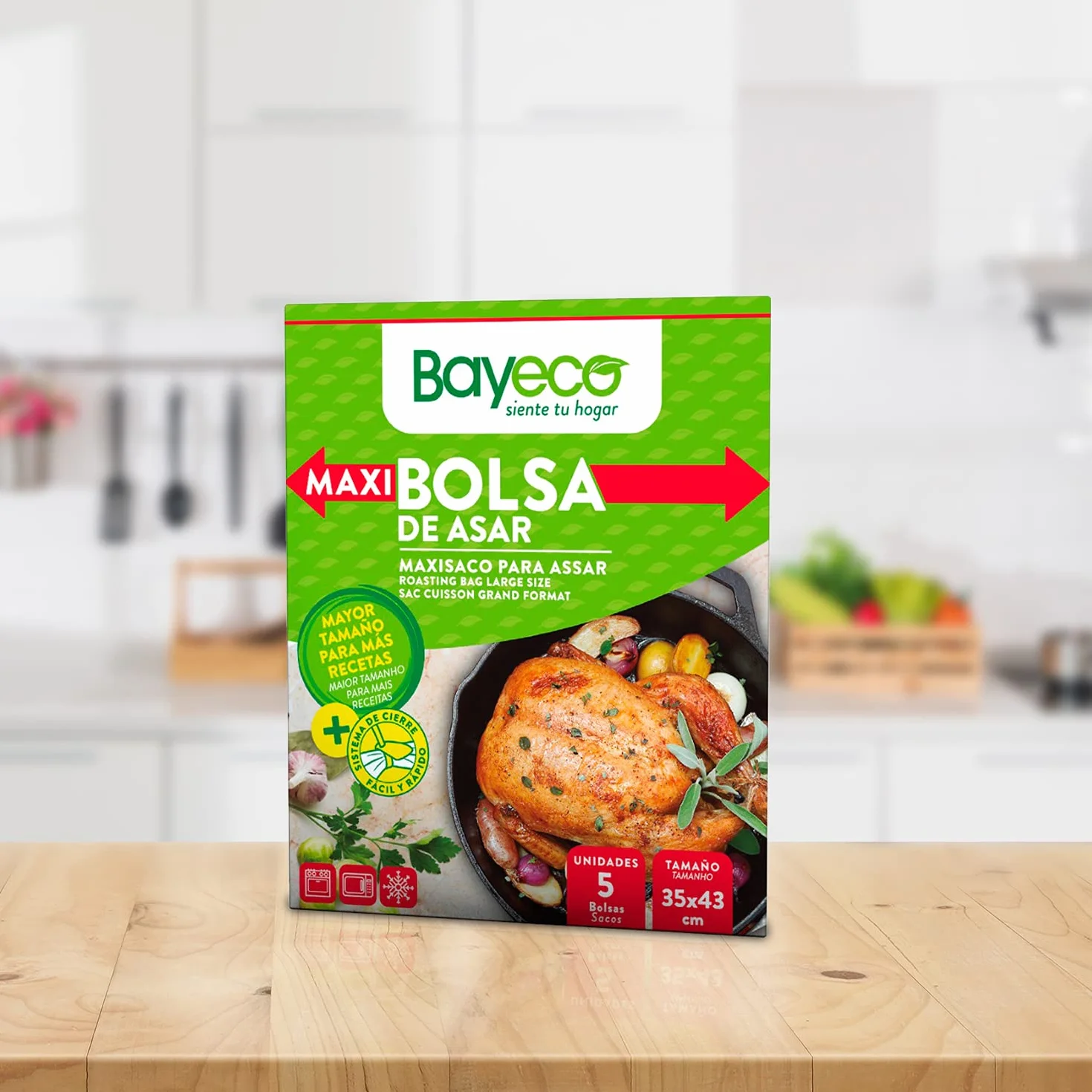 Bayeco Maxibolsa de Asar 35x43 cm Pack 5 unidades Compatible Horno Microondas Congelador