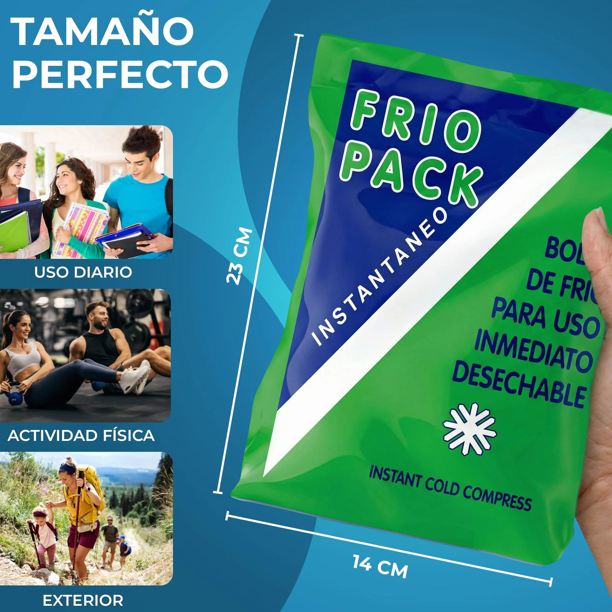 Bolsa de Frío Instantáneo 14x23 cm 6 Unidades Un Solo Uso