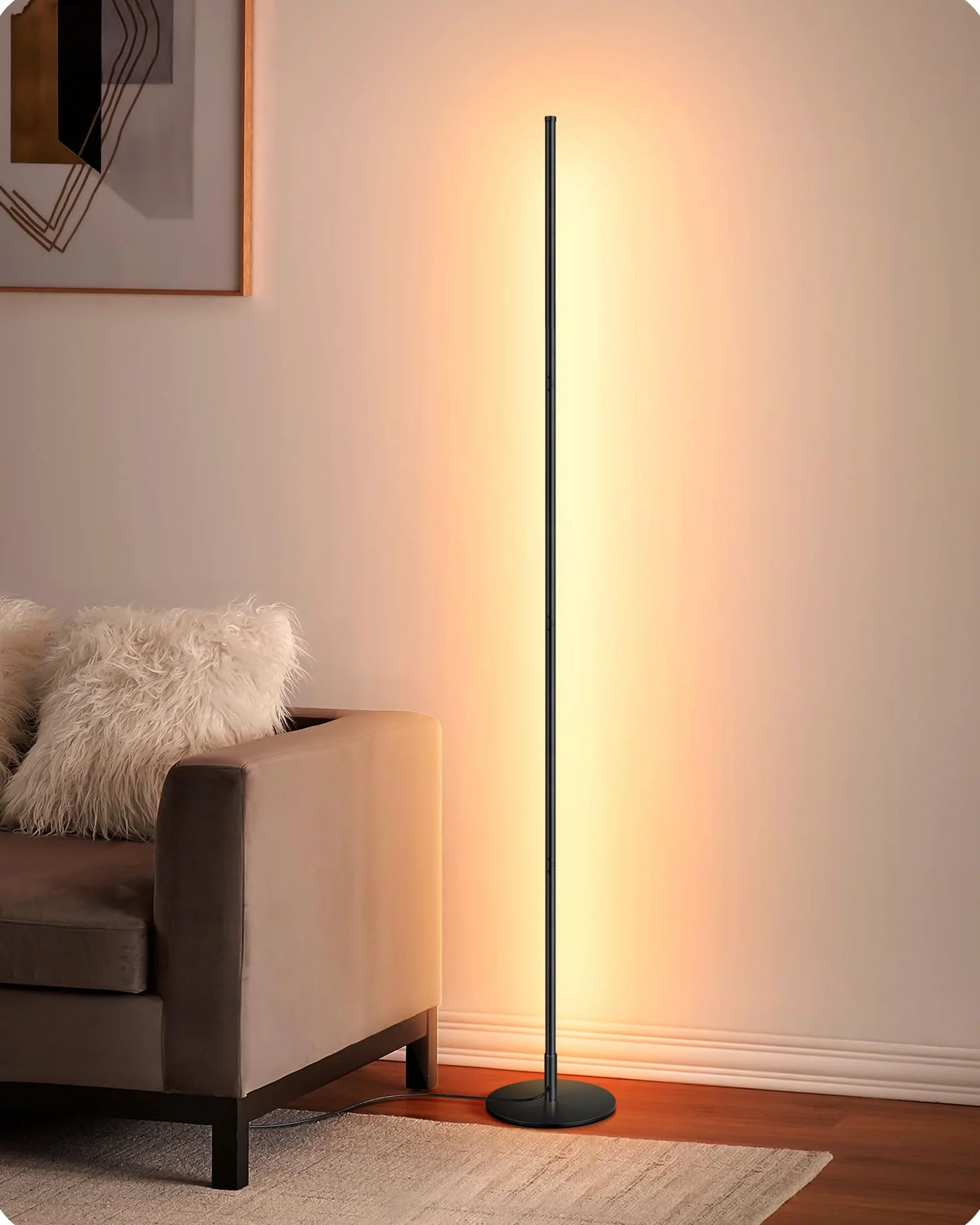 EDISHINE Lámpara LED de pie intensidad variable continua 3000K luz blanca cálida interruptor de pie moderna dormitorio sala de estar
