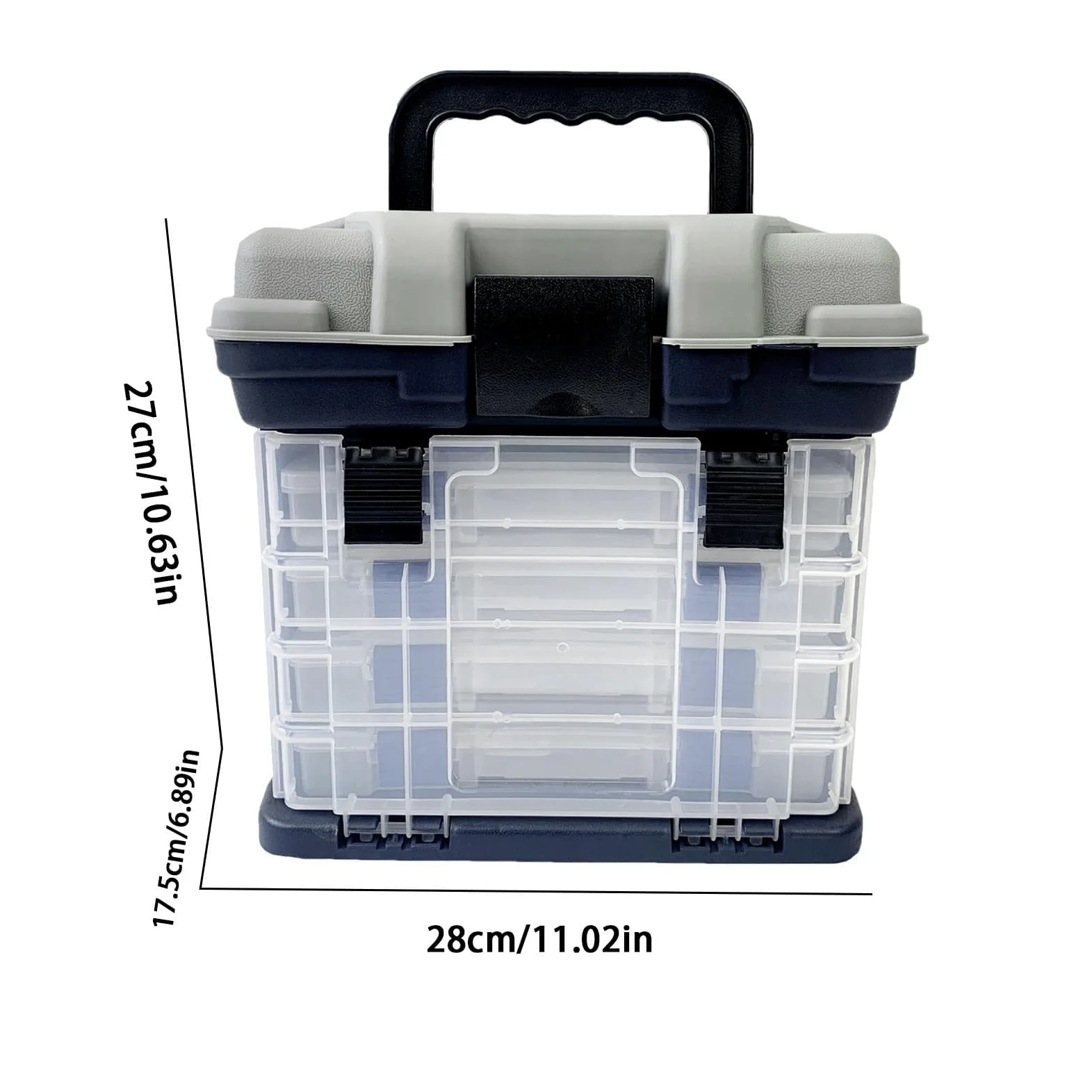 Caja de aparejos de pesca, organizador portátil de 4 capas con diseño de múltiples compartimentos, almacenamiento duradero para señuelos y anzuelos, ideal para organización de utilidad de pesca en el
