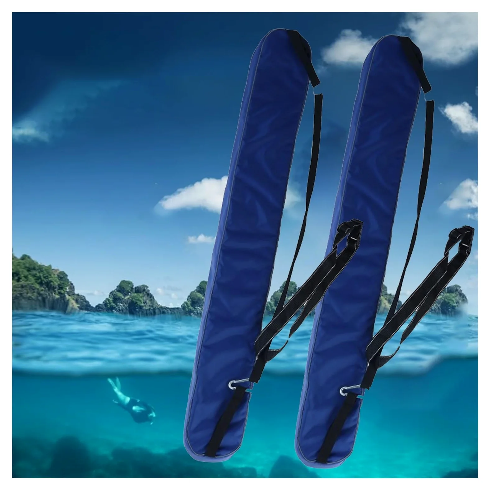 Paquete de 2 tubos de rescate salvavidas para adultos, equipo de seguridad de piscina con silbato, 48.4 x 5.9 pulgadas para rescate acuático al aire libre