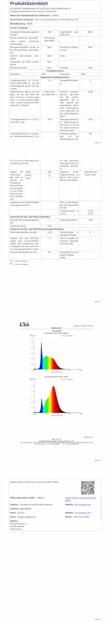LQWELL® Lámpara de Techo LED IP44 Impermeable 18W 6000K 1980LM Redonda Plana 220x18mm