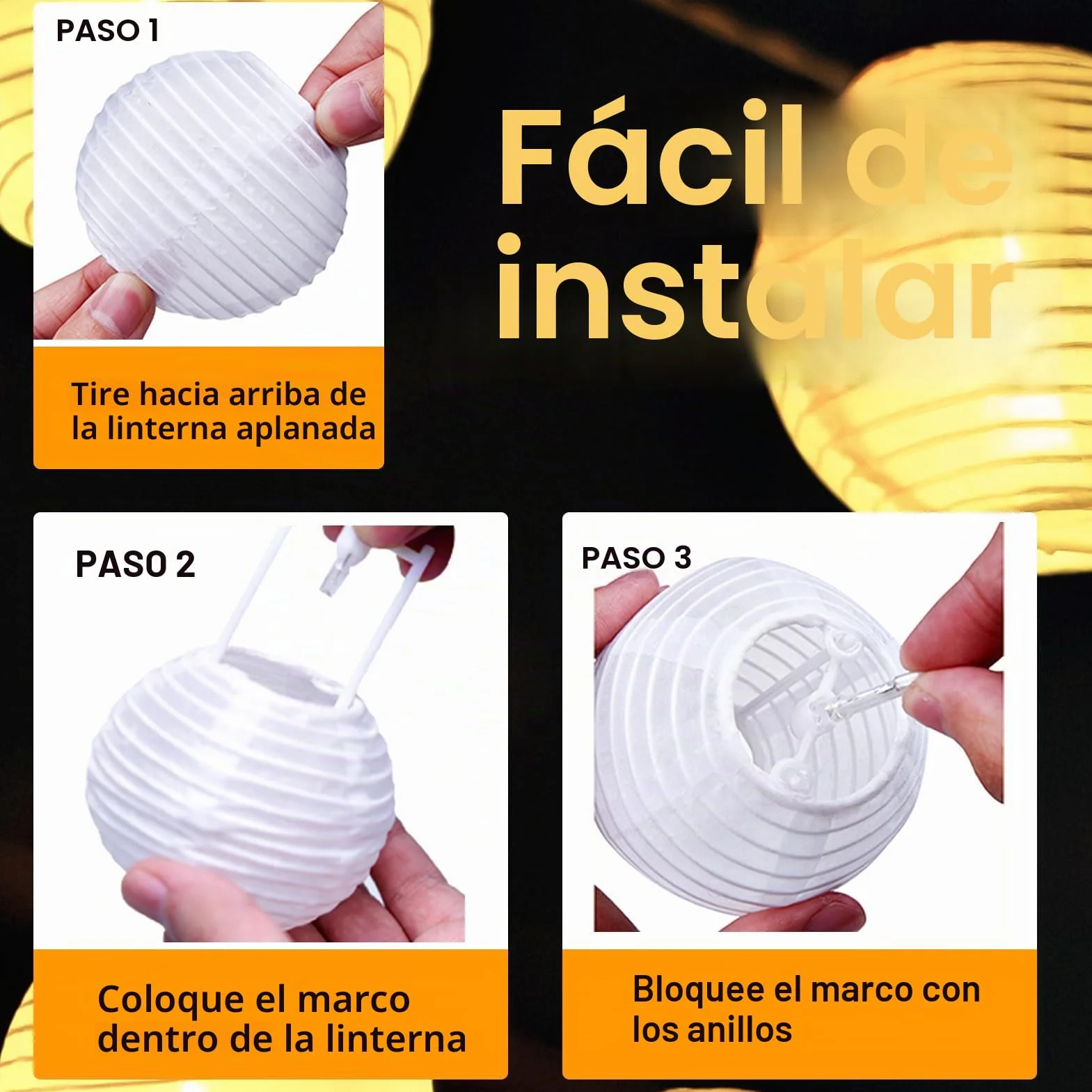 Guirnalda Luces LED 20 Farolillos Papel Exterior Decoracion Jardin Balcon Terraza Blanco