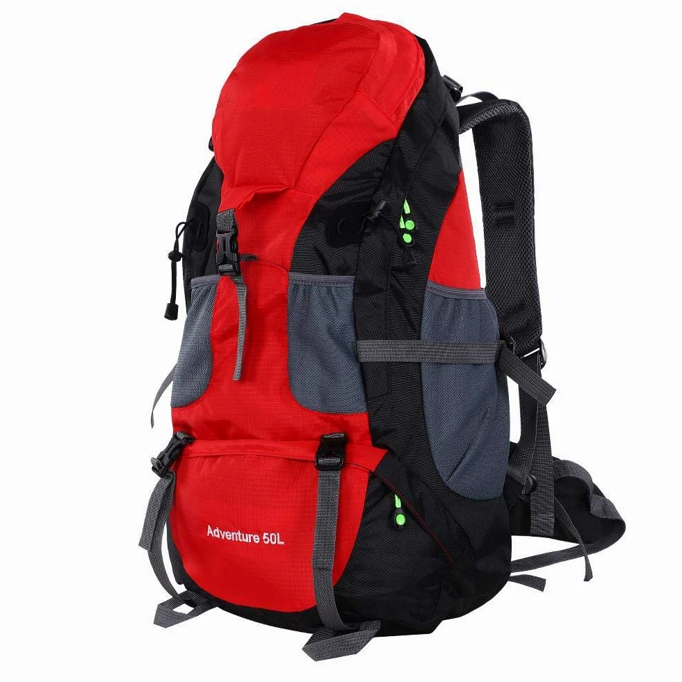 Bolsa de trekking de 50L, Mochila deportiva a prueba de agua Senderismo Mountaintop Moto Ski Unisex Mochila(rojo) Montañismo Y Camping Paquete De Montañismo