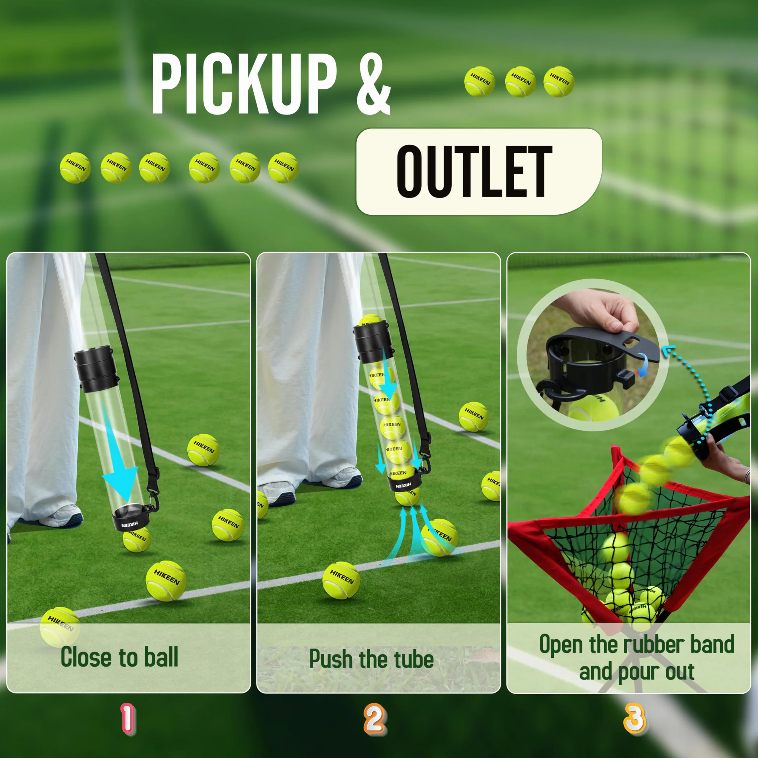 BOOSTEADY Tubo Recogedor de Pelotas de Tenis Duradero con 12 Pelotas de Tenis, Recogida Rápida y Almacenamiento, Tubo con Correa para Hombro