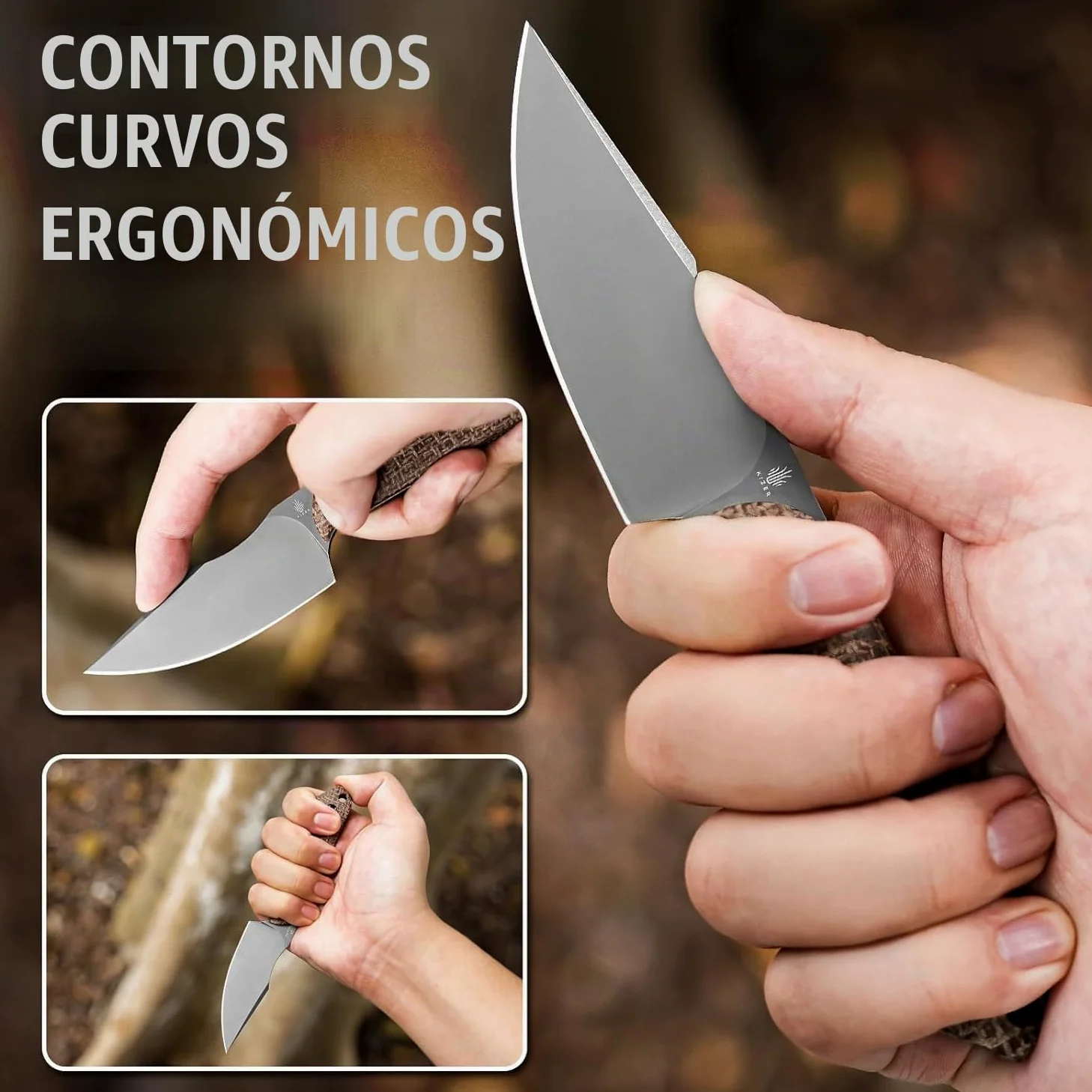 Kizer 1040SM1 Mini Harpoon Cuchillo, Hoja 3V 8.5 cm, Micarta - EDC Profesional Supervivencia Camping con Funda
