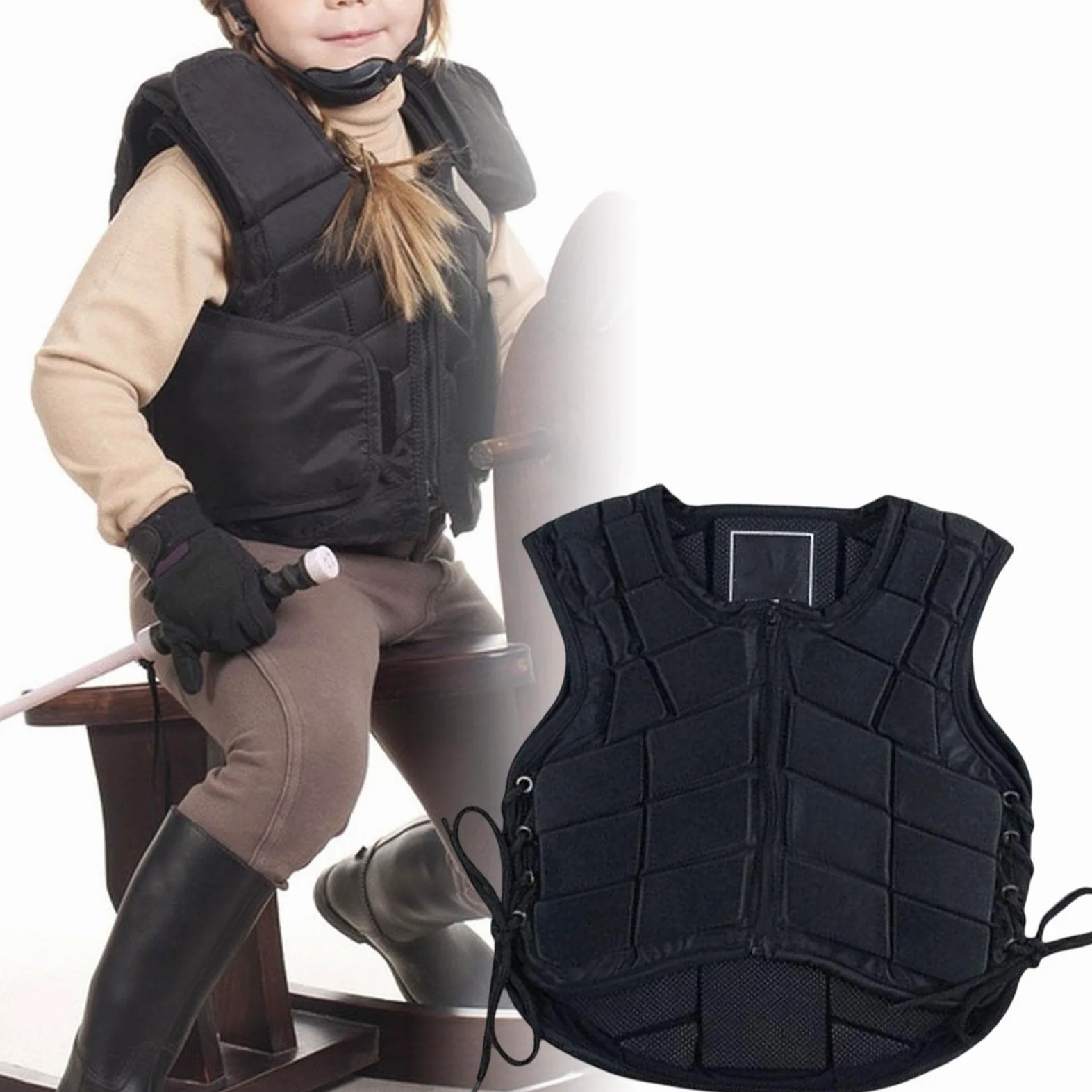 Chaleco de Equitación, Chaleco de Equitación para Hombre, Protector Transpirable, Protector Deportivo Profesional Ajustable de EVA, Chaleco de Entrena