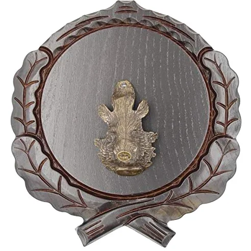 Placa de cuña tallada oscura AF 17,5 cm con 1 pieza de cabeza de cuña pequeña placa cuña, tabla de especias, cartel trofeo.
