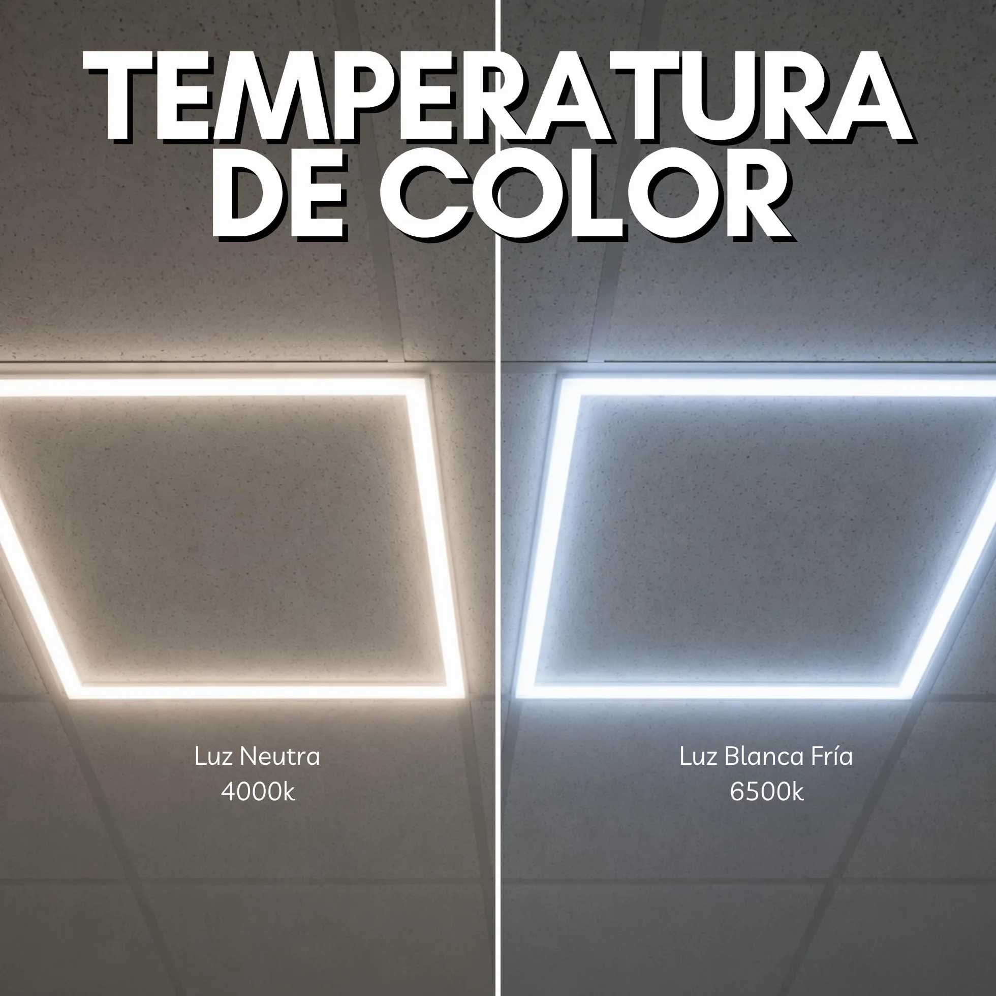 Panel Marco luminoso LED 60x60 48W Desmontable Luz Neutra 4000K para techo técnico