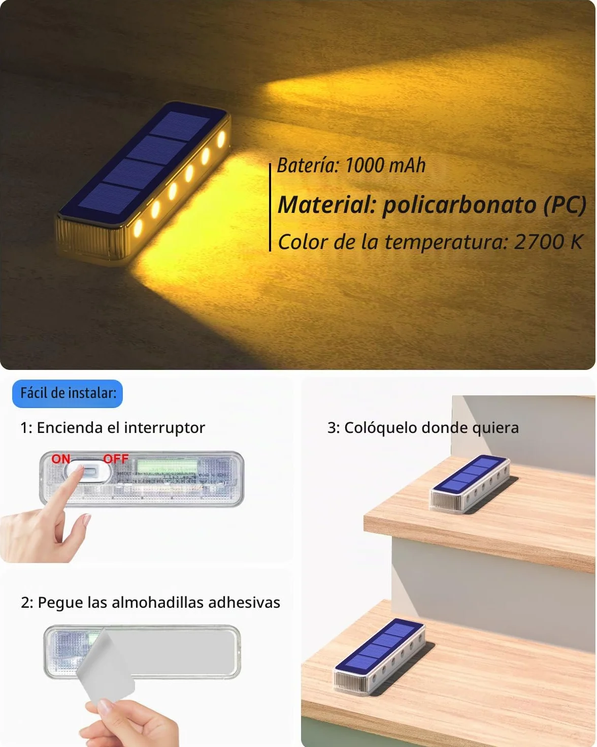 DetarZinLED Luces Solares LED Exterior Jardin 4 uds IP68 Blanco Cálido Impermeable
