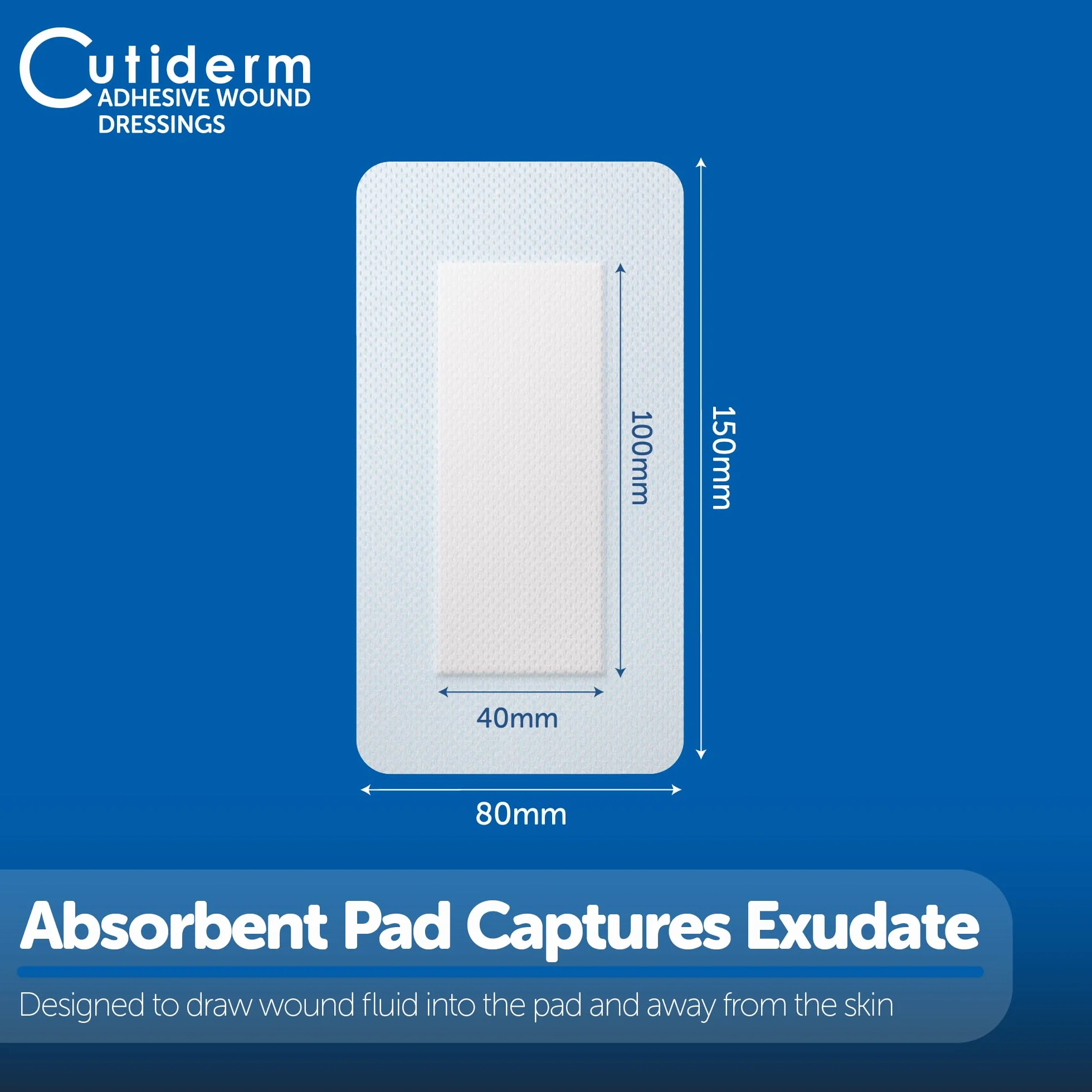 Cutiderm Apósito Adhesivo 80mm x 150mm Pack of 10