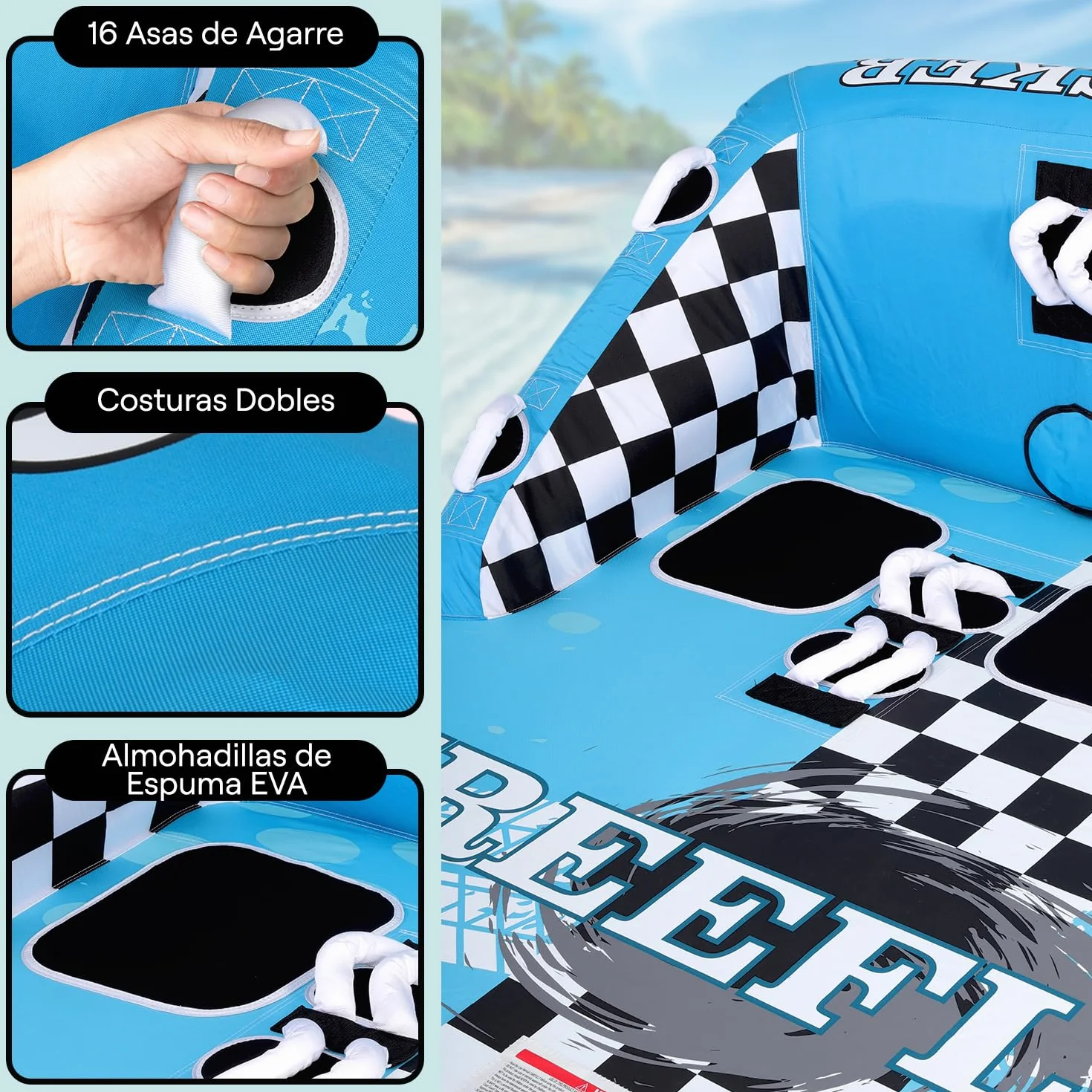 SereneLife Jobe Flotador Arrastre Inflable Deportes Acuaticos Donut Hinchable
