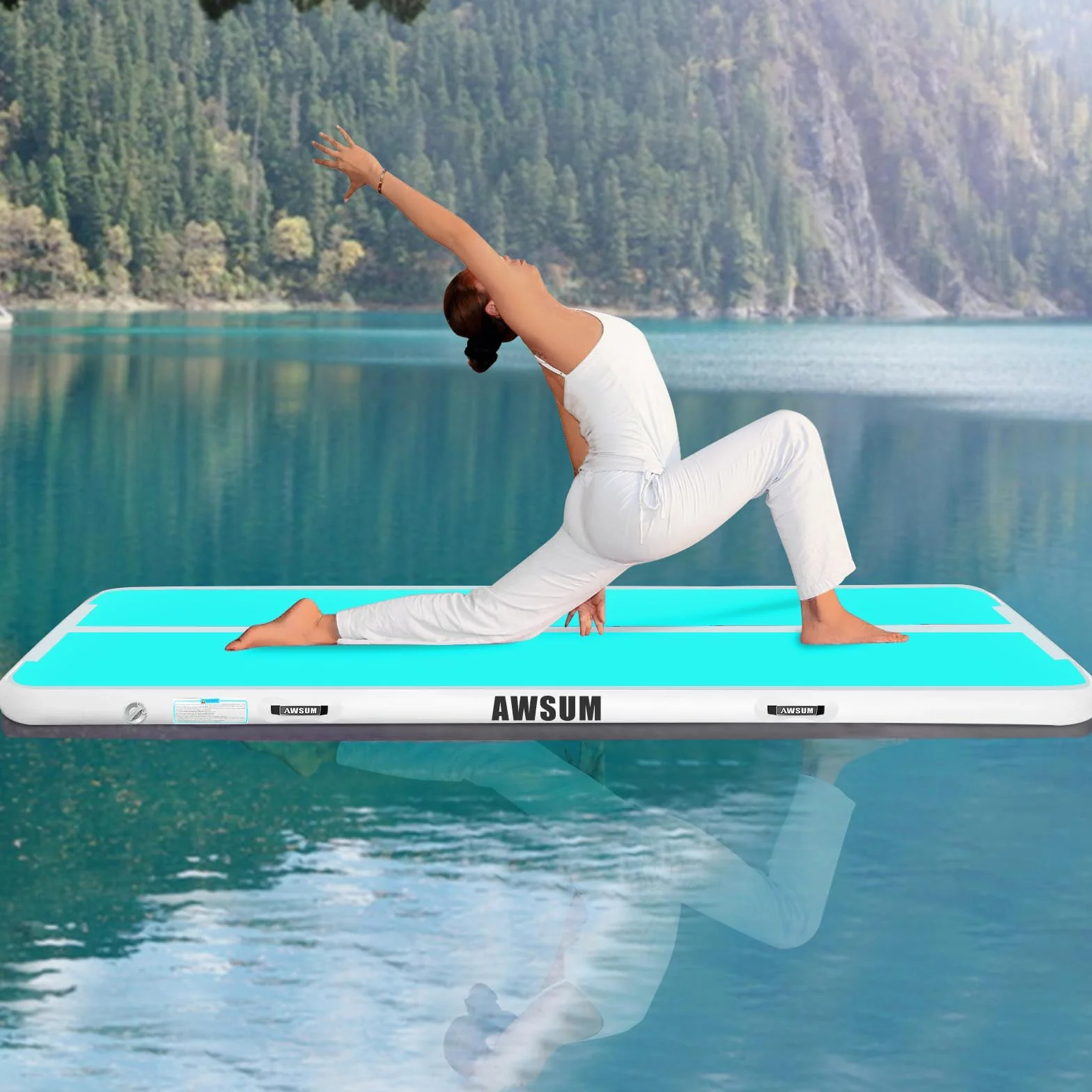 AWSUM Colchones Gimnasia Ritmica Hinchable 7m Colchoneta Gimnasia Artistica Deportiva con Bomba de Aire Electrica 10cm 20cm Gruesa