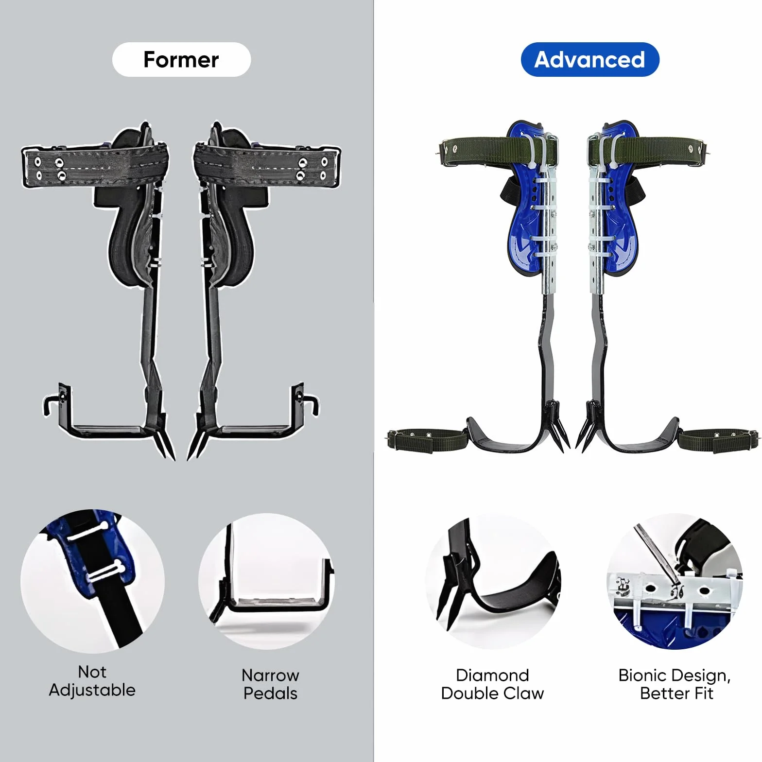 Juego profesional de clavos para escalar árboles con arnés de seguridad de cuerpo entero - Equipo de escalada con capacidad de peso de 330 libras para arboristas y operaciones de rescate