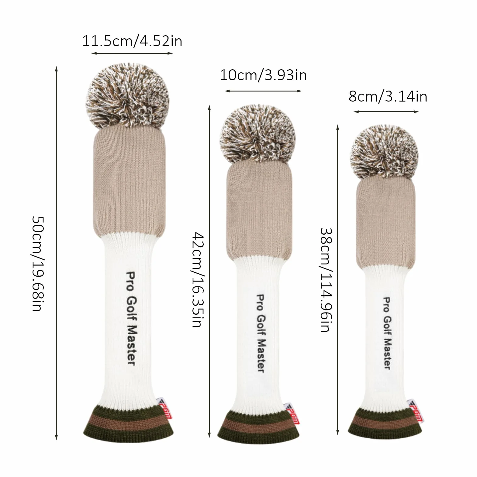 Fundas para Cabezas De Palos De Golf: 3 Piezas De Calle Tejida, para Cabezas Híbridas, Protección Universal para Palos De Madera, De Lana Bordada, Accesorio para Golf De Cuello Largo | Par