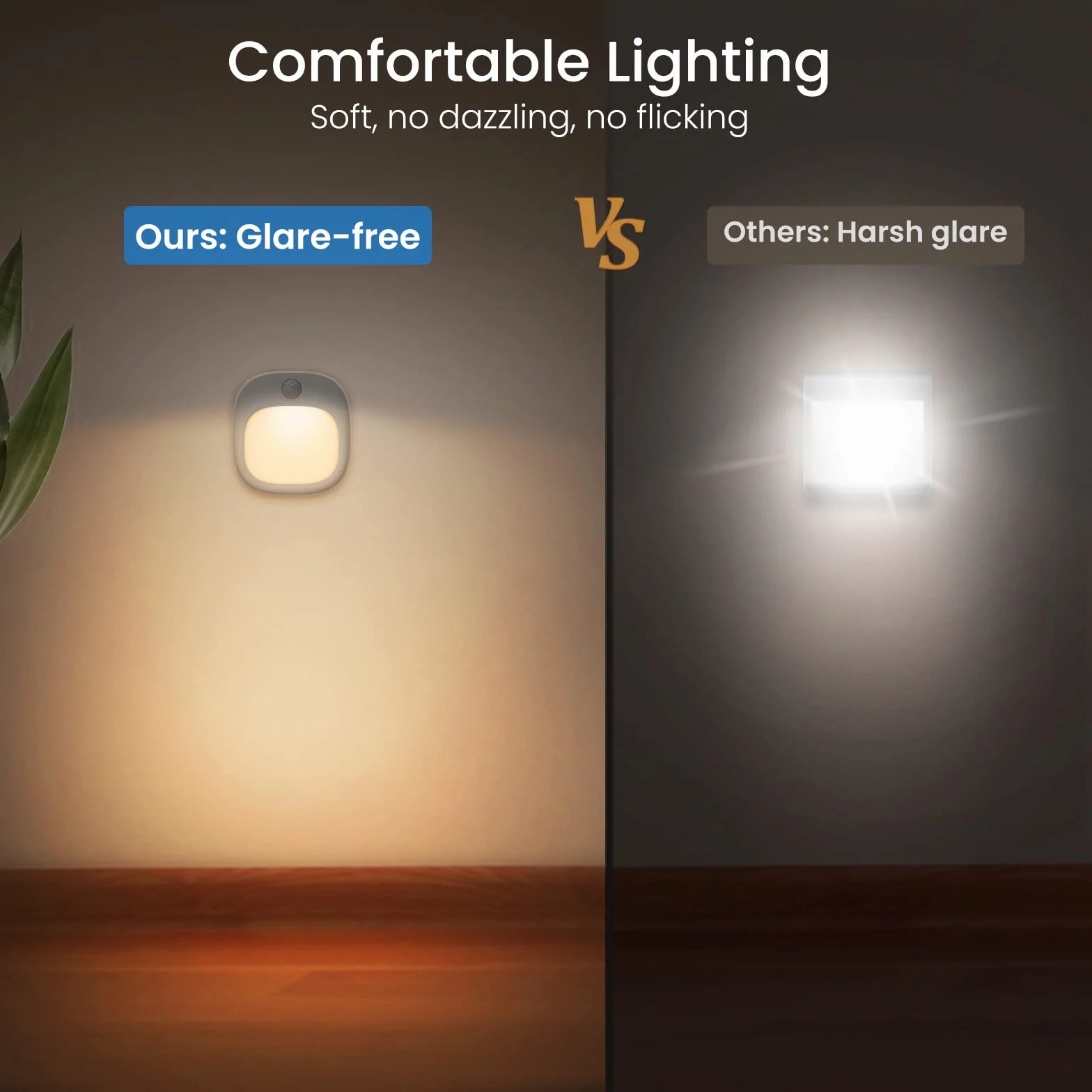 Luz Nocturna con Sensor de Movimiento USB-C Recargable 3 Modos de Color Regulable LED Adhesiva 2 Piezas