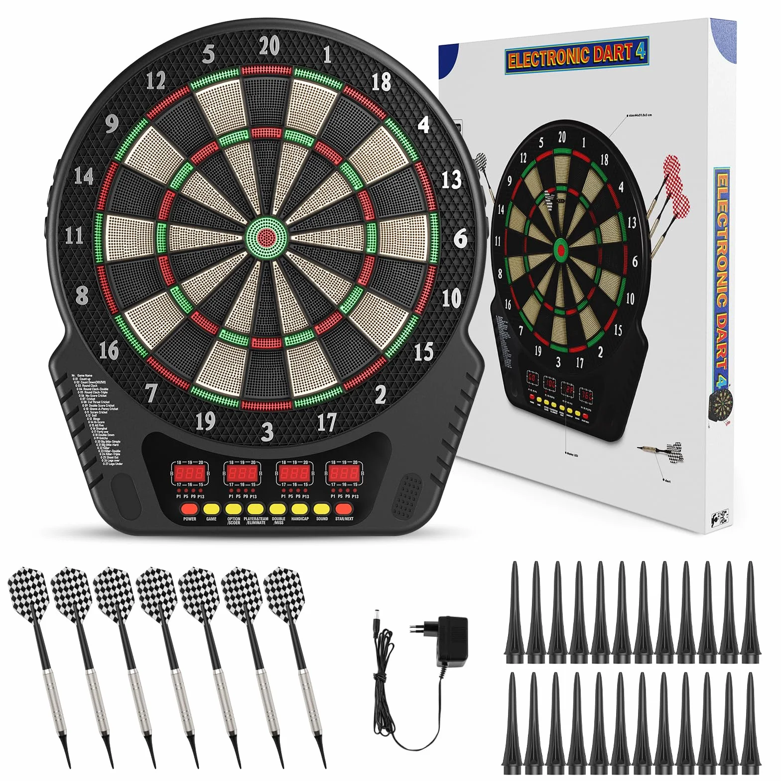 Diana Electrónica Profesional con Pantalla LCD Digital y Dardos de Punta Suave, Diana Dardos Electronica con 27 Juegos, 243 Modos Ideal para Amigos, Familia, Oficina, Fiestas de Pub.