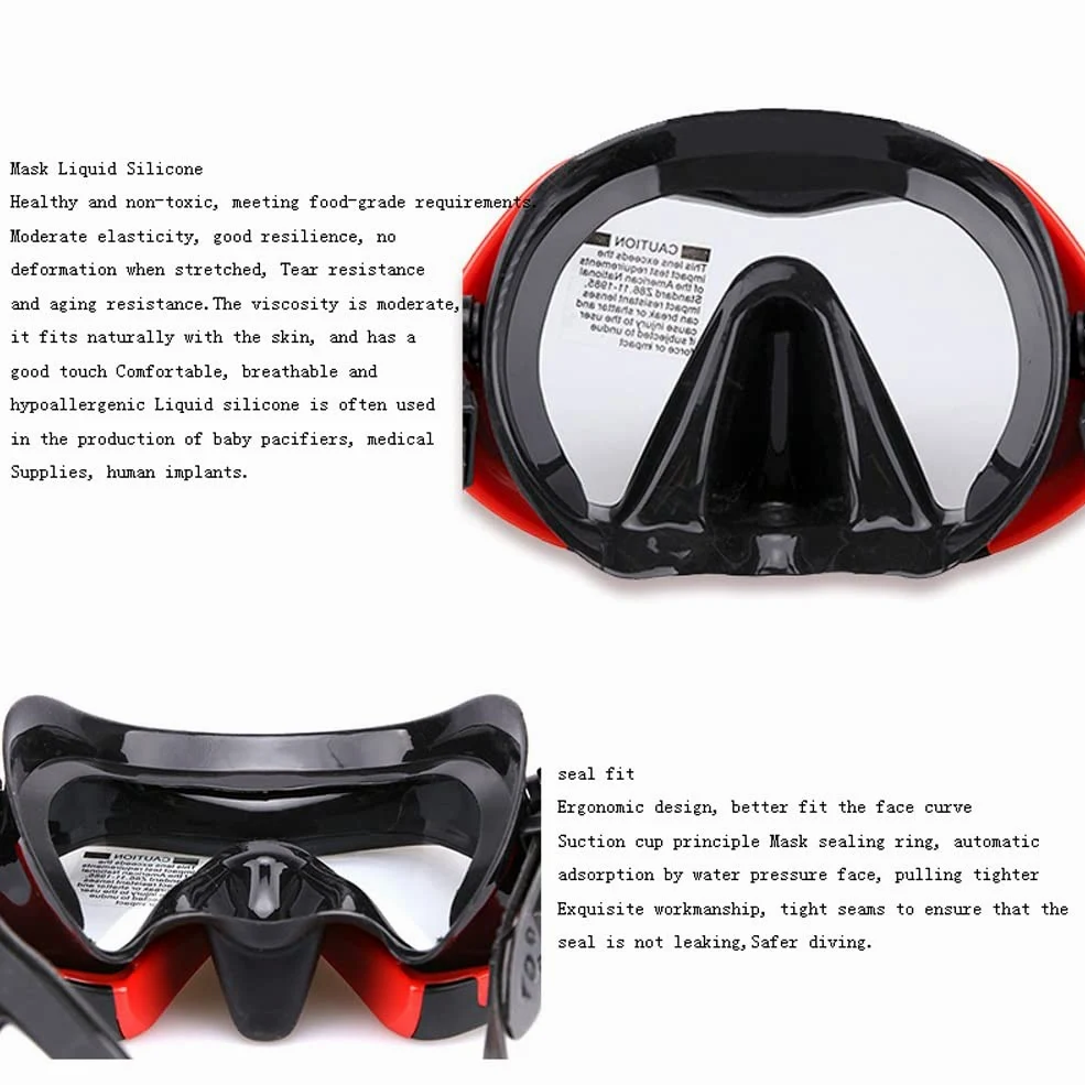 MRKU Gafas de Buceo Equipo de Snorkel Buceo Snorkel Lente única Mejorada Gafas de Buceo Profundo Profesional Máscara de Silicona líquida Gafas de natación de Vidrio Templado Máscara de Snorkel