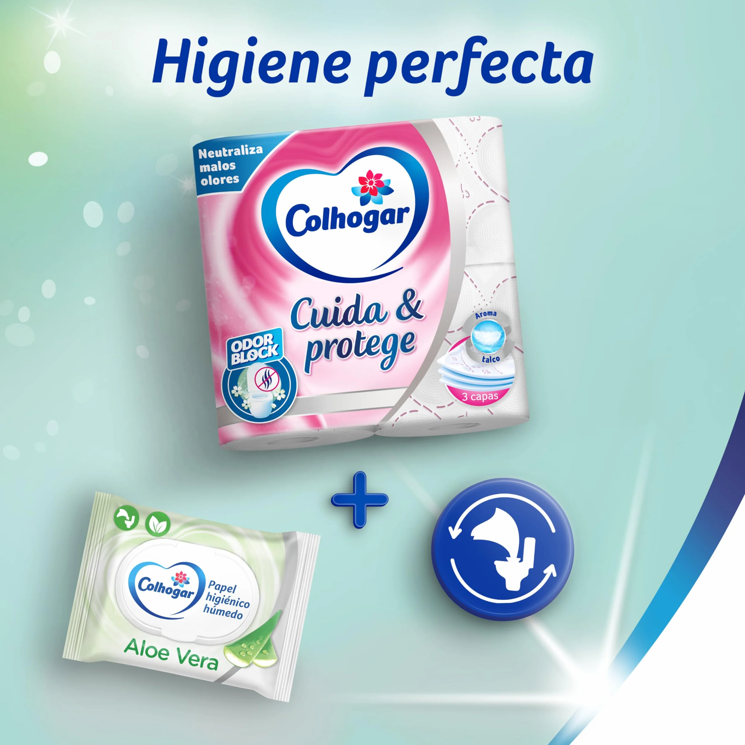 Colhogar Protect Cuida&Protege Odor Block Papel Higiénico 3 Capas 42 Rollos
