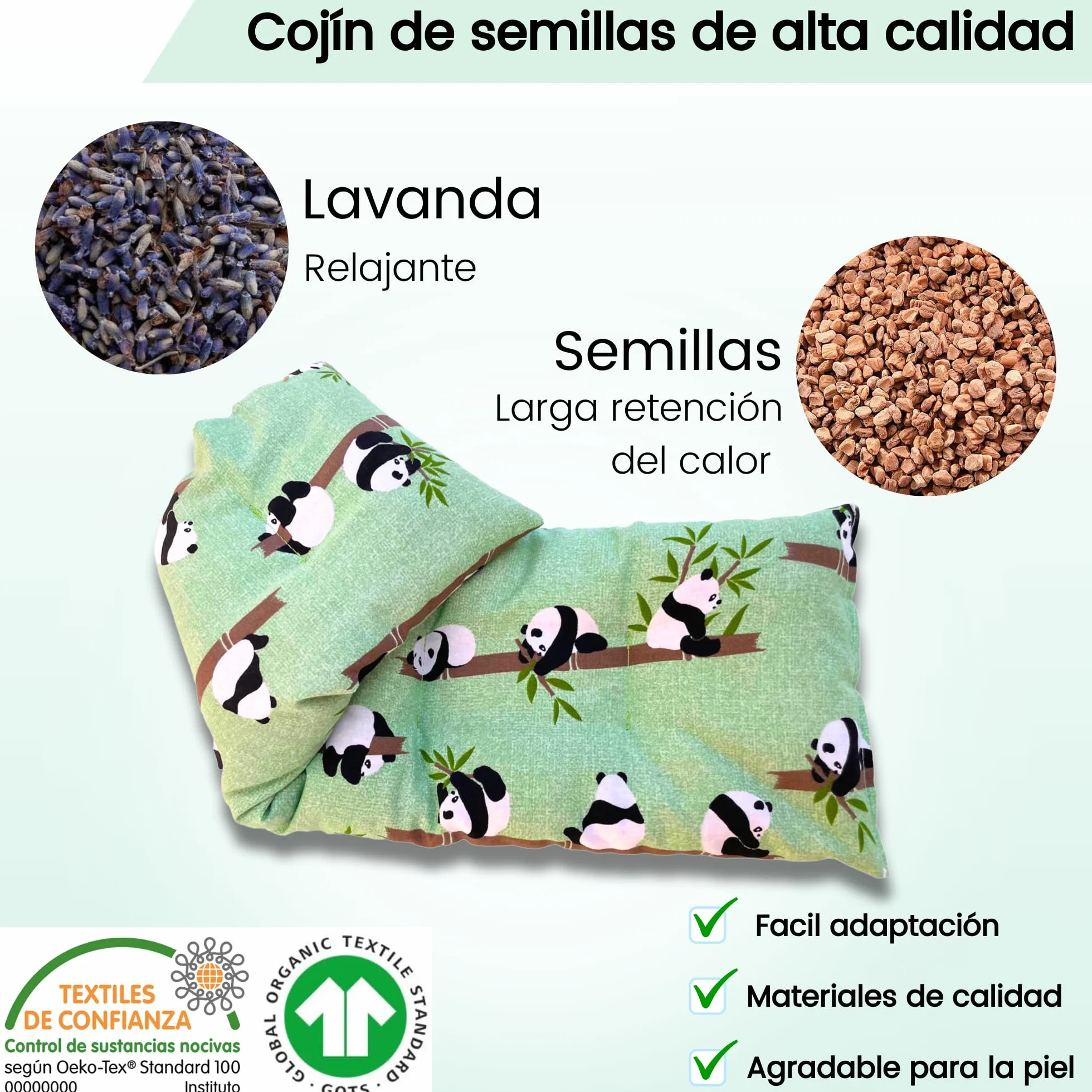 Saco Semillas Microondas Cervical Térmico 47x15cm 100% Algodón Bolsa Cojín Calor Frío Multiusos