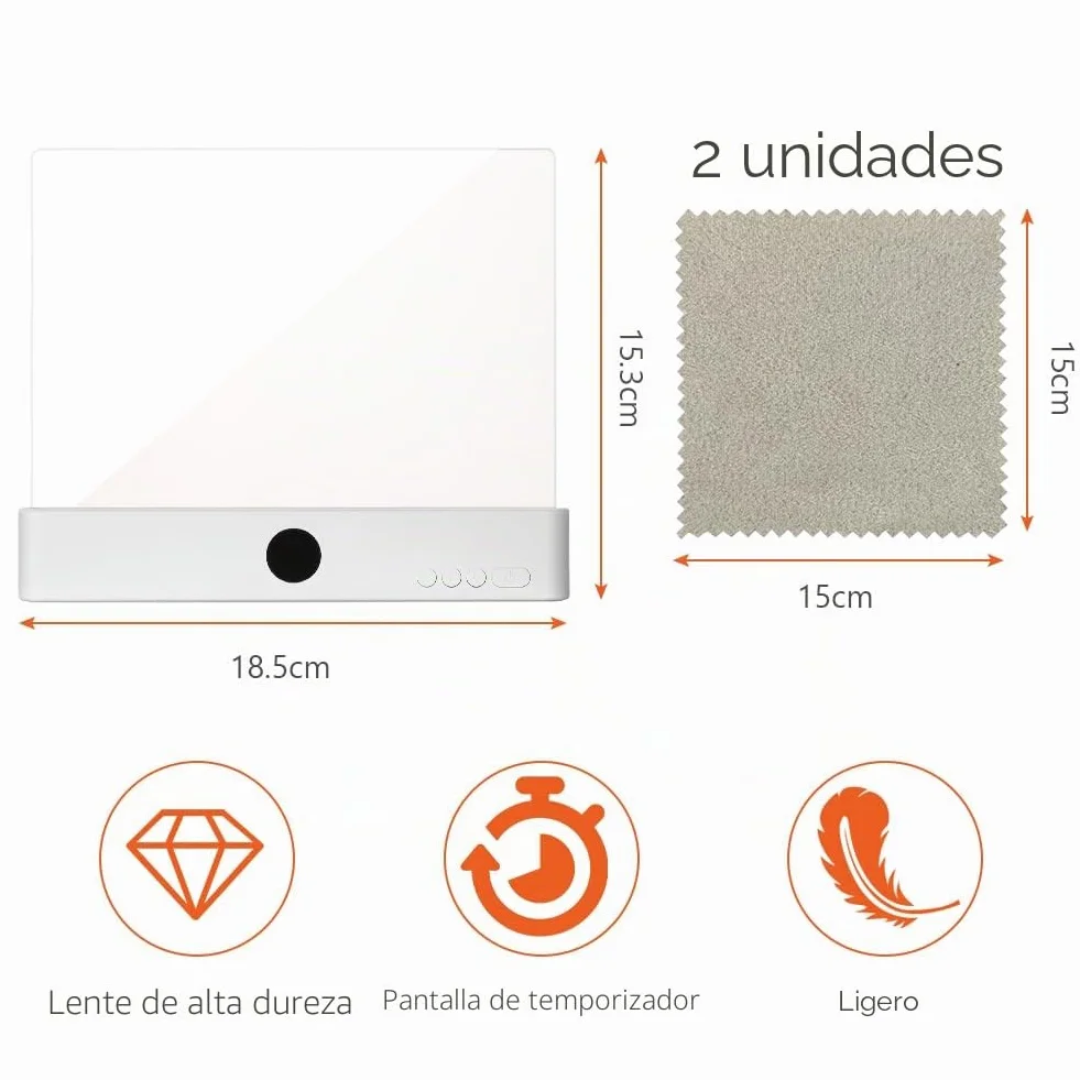 Luz Plana para Libros LED Recargable, 3 Colores Protección Ocular Ajustable, Blanco