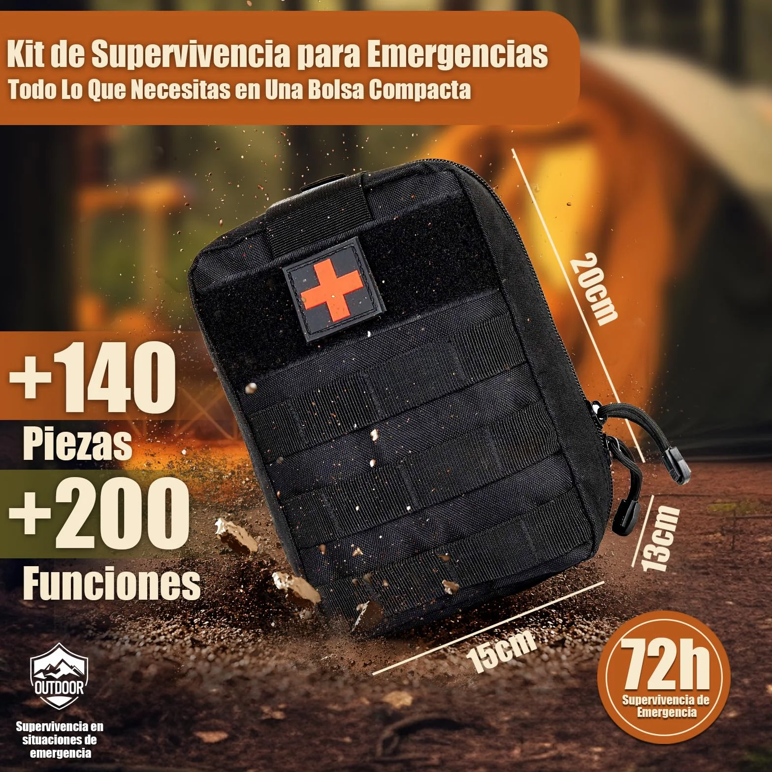 Gemmac Kit Supervivencia 140 en 1 Equipo Botiquin de Primeros Auxilios Completo, Survival Kit Catastrofe Tener 2000 mAh Radio a Pilas Linterna Camping Botiquin Hogar Caza Senderismo Montaña Regalo