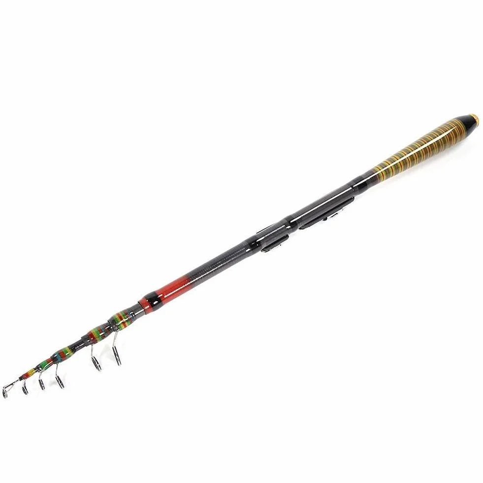 Alomejor Caña de Pescar Carbono Ligero Portátil Retráctil 1.2m 1.5m 2.1m 2.4m