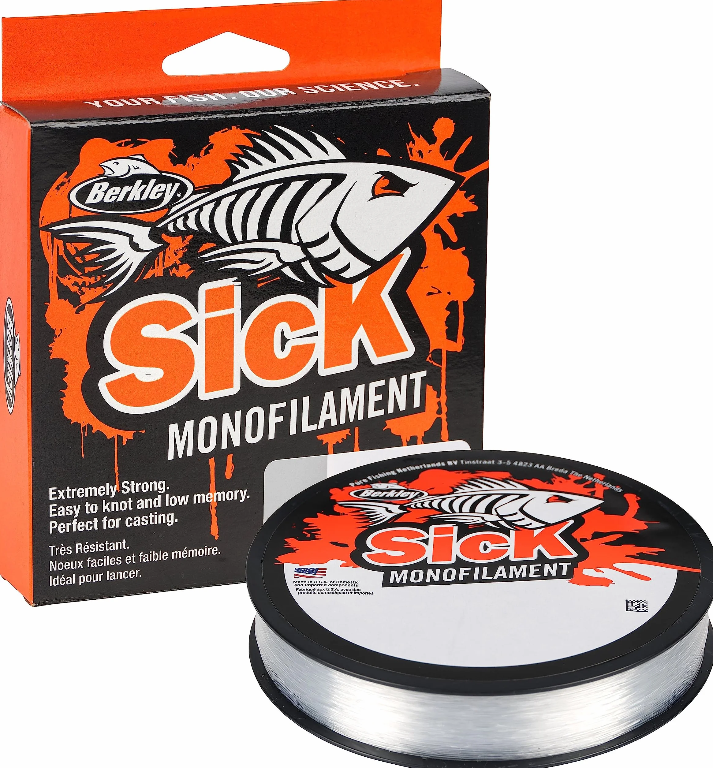 Berkley Sick - Hilo de pesca de nailon – Alambre de pesca monofilamento de fuerte tensión, baja elasticidad, baja memoria, resistente a la abrasión y perfecto para pesca en agua dulce y salada