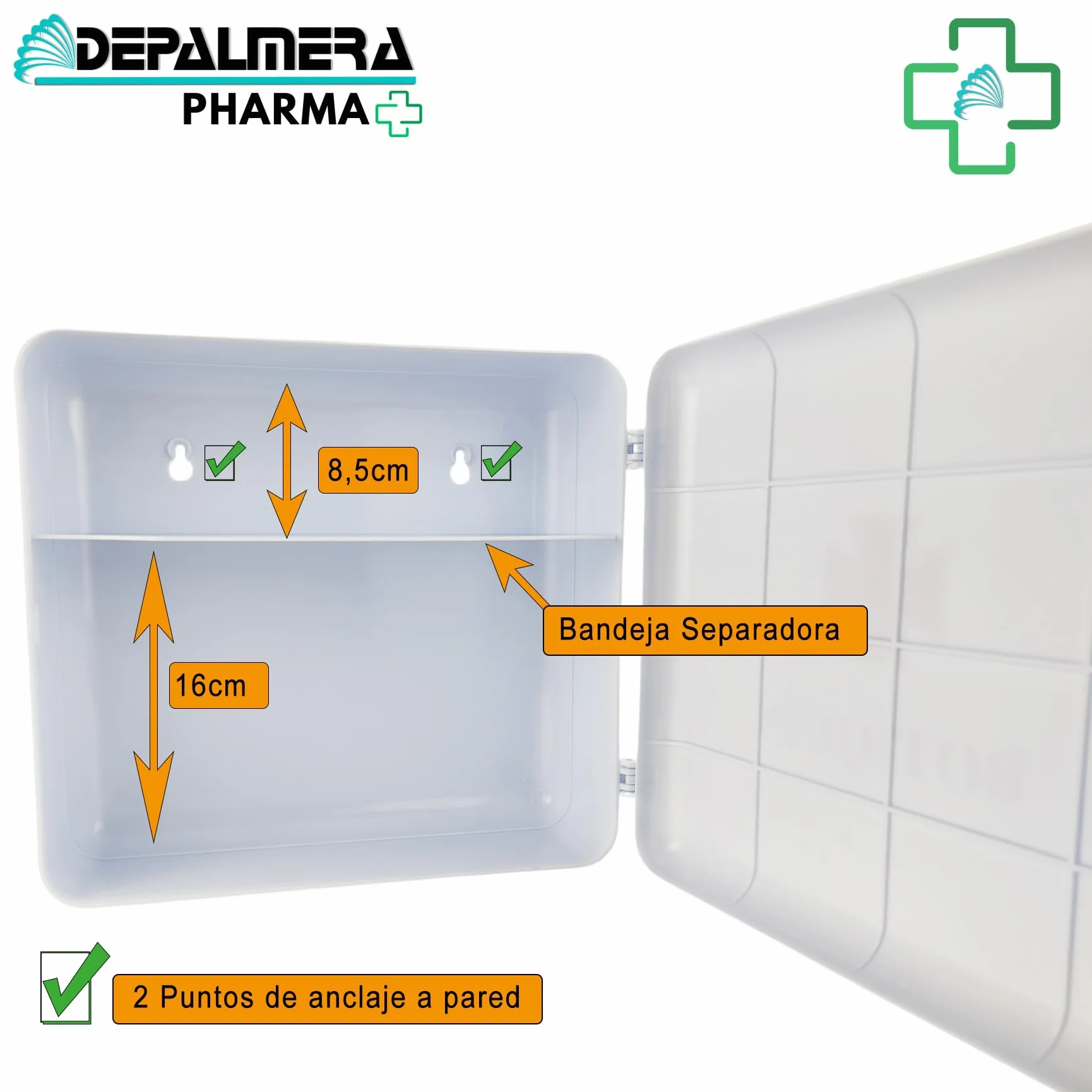 Pharma Botiquin Armario de pared Primeros Auxilios para Hogar Trabajo Casa Oficina con Guantes Vendas Gasas Algodon Tijeras Tiritas