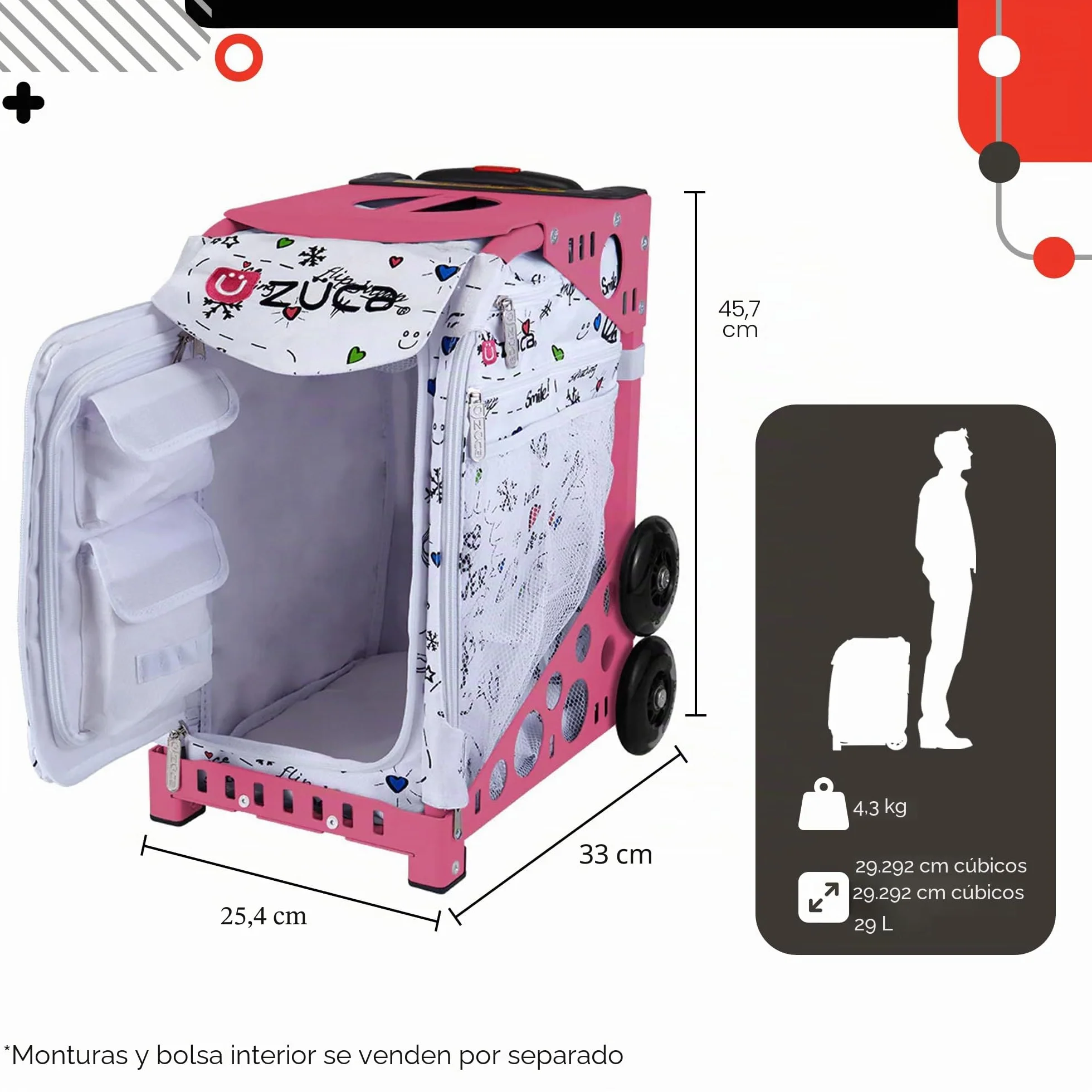 ZUCA Bolsa Deportiva de poliéster 600D Resistente al Agua, Lavable a Mano, con Inserto Deportivo Ice Dreamz