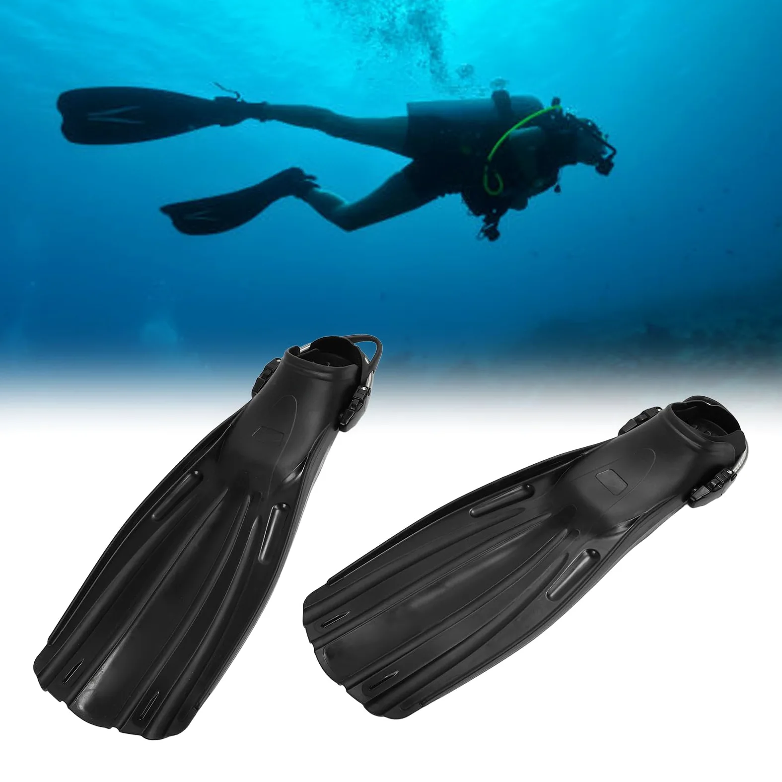 Generic Aleta para Pies Subacuática Diseño Ergonómico Negro Premium para Buceo y Apnea 2 Piezas