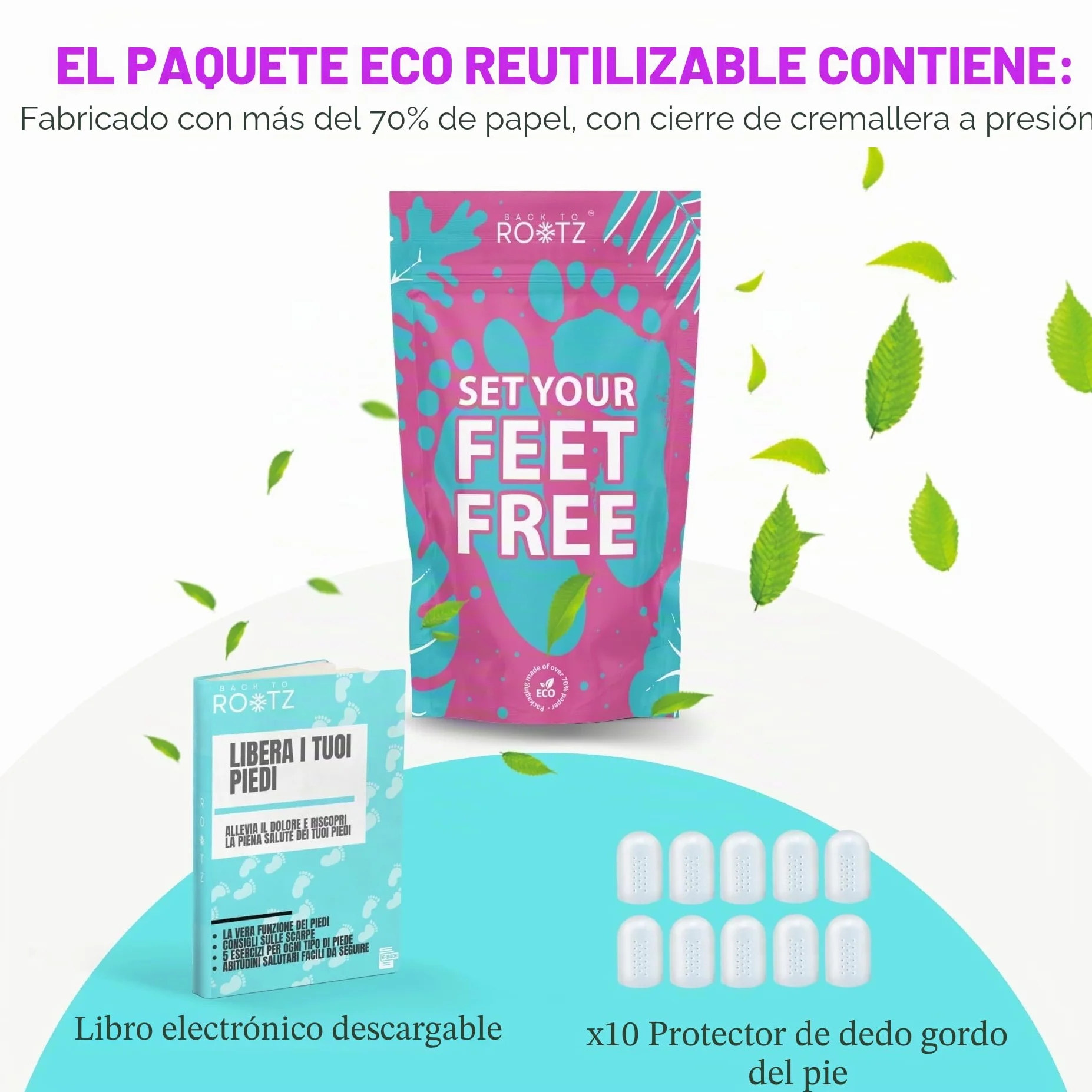 Protectores para el Dedo Gordo del Pie ROOTZ Gel Funda Alivio Juanetes Ampollas Uñas Encarnadas Dedales Silicona Transpirables