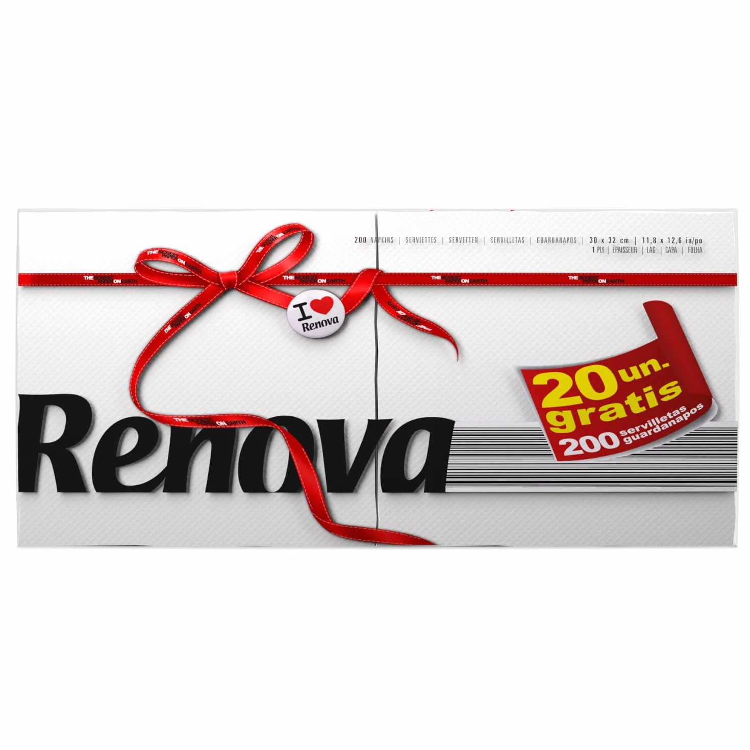 Renova Servilletas de Papel Red Label, 200 Unidades, Blancas