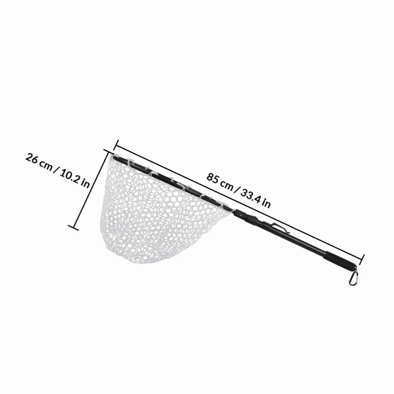 Red de Pesca Manual Plegable de Aleación de Aluminio Negro | Malla de Goma, Diseño Ligero de Plegado Rápido, para Pesca en Embalses y Ríos