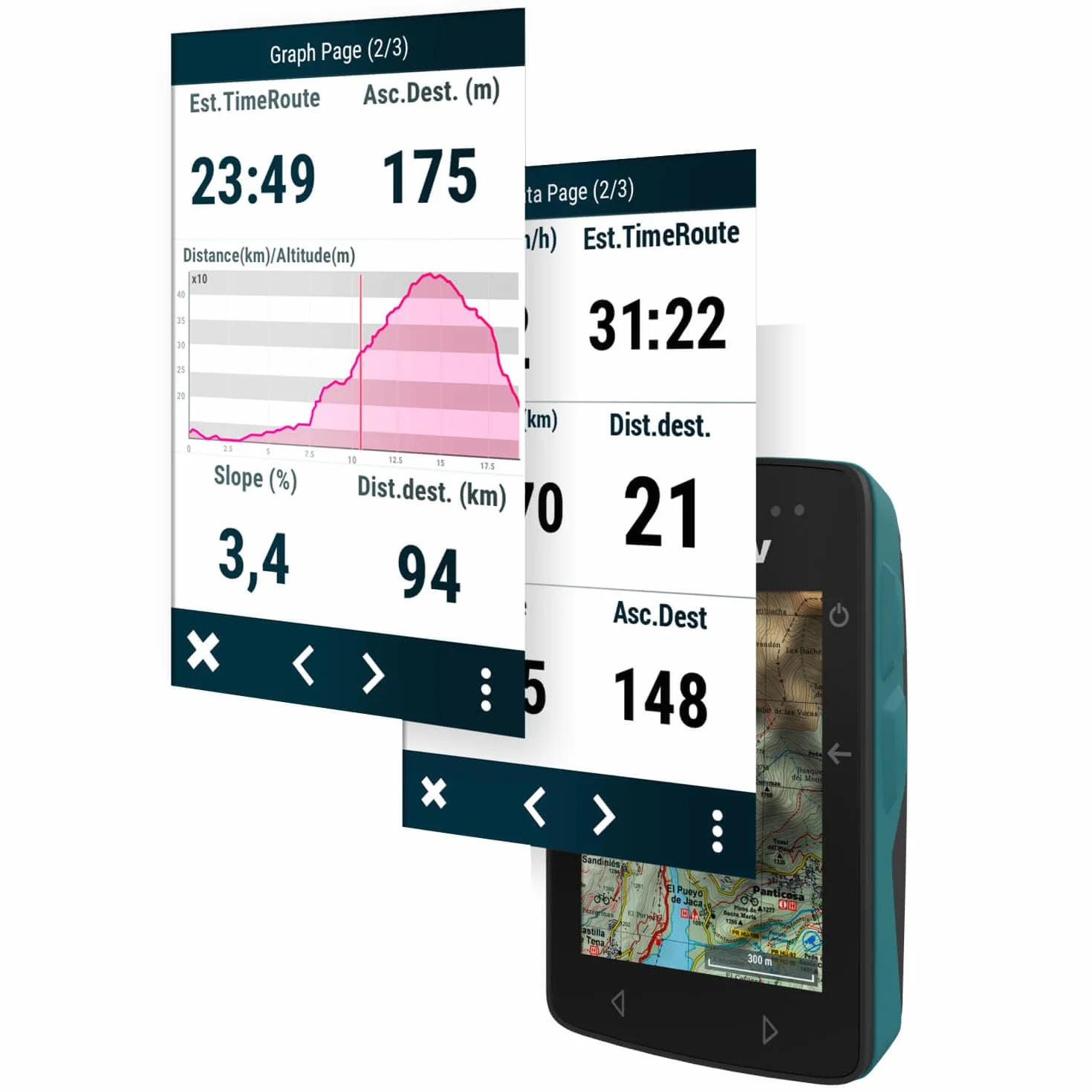 TwoNav Roc + Pulsómetro Pecho, GPS con Pantalla 2.7 Pulgadas para MTB, Ciclismo, Gravel o bikepacking con mapas incluidos. Color Turquesa