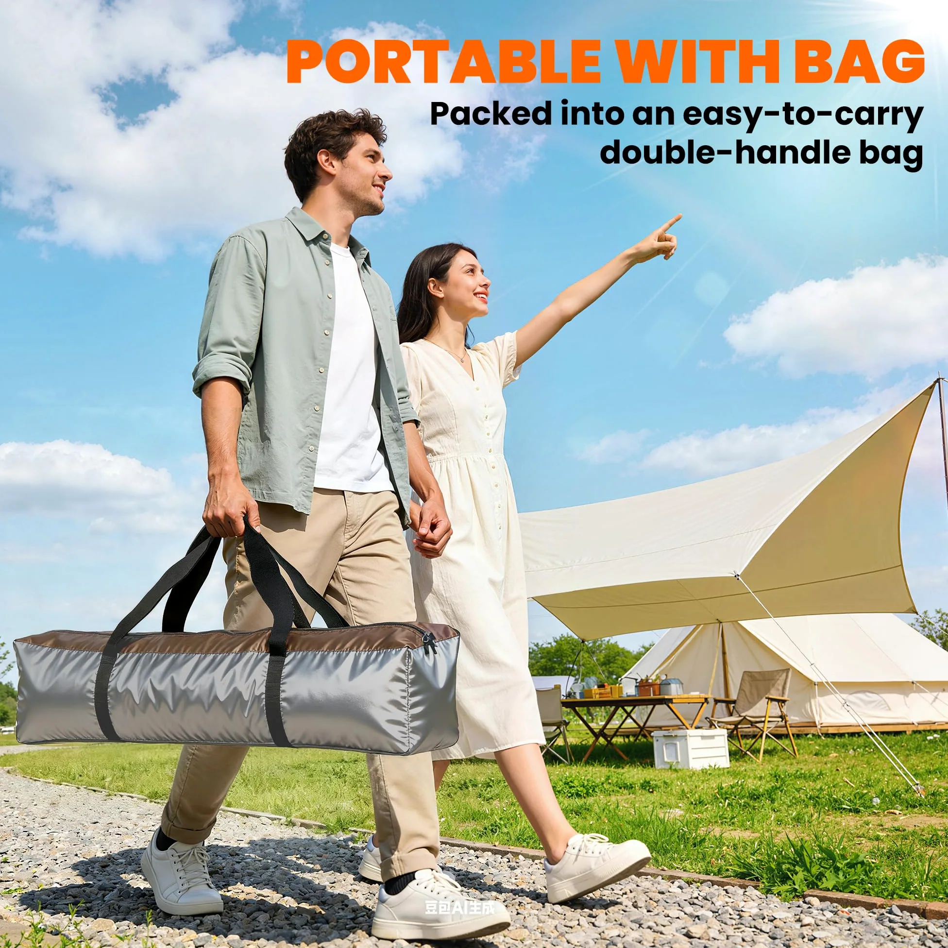 Tienda de campaña instantánea de Doble Capa Outsunny con toldo Impermeable, Tienda Domo Hexagonal para 4 Personas, Refugio de Camping portátil con Suelo Cosido y Bolsa de Transporte, Ideal para