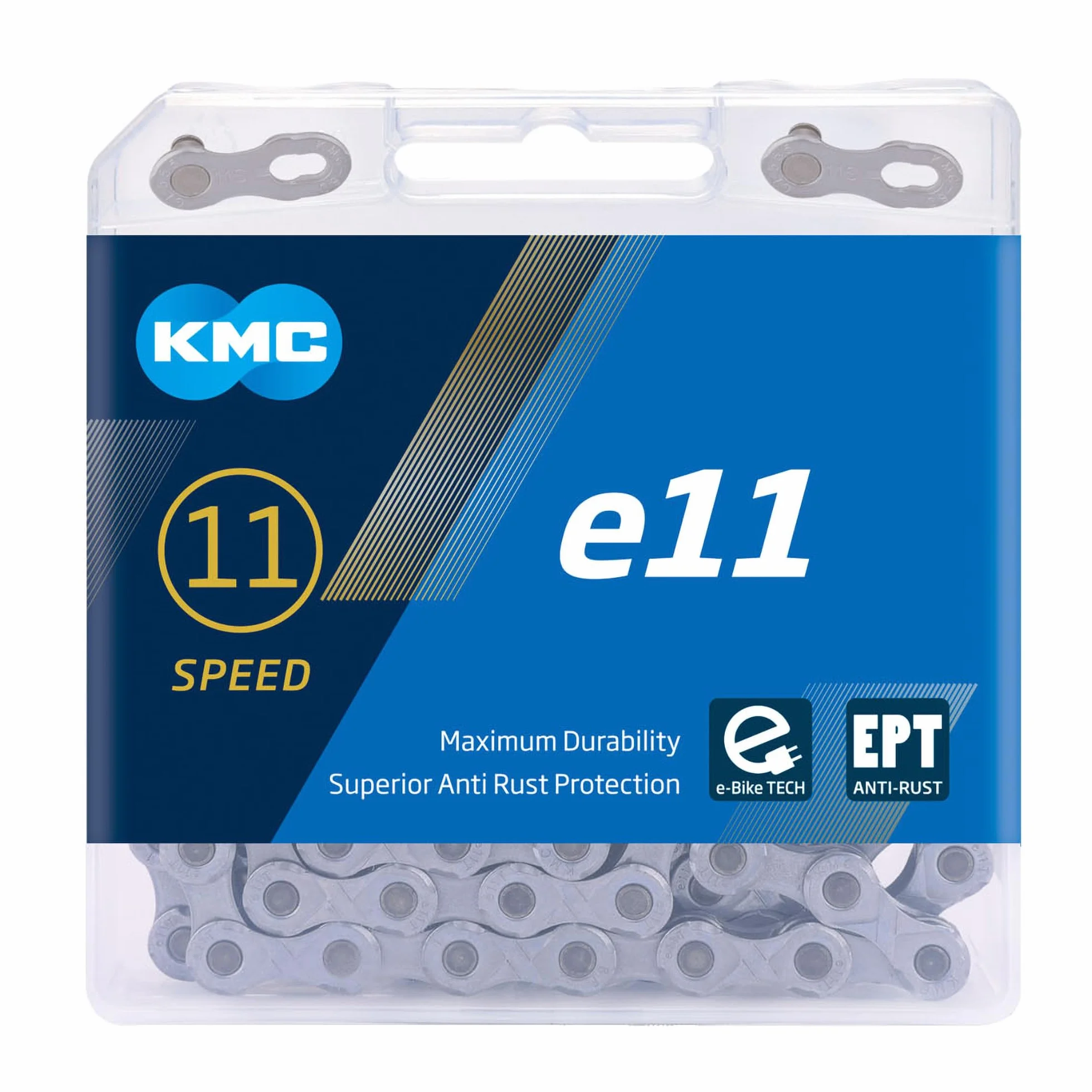 KMC e11 EPT - Cadena para bicicleta eléctrica, unisex, plata oscura, 136 eslabones