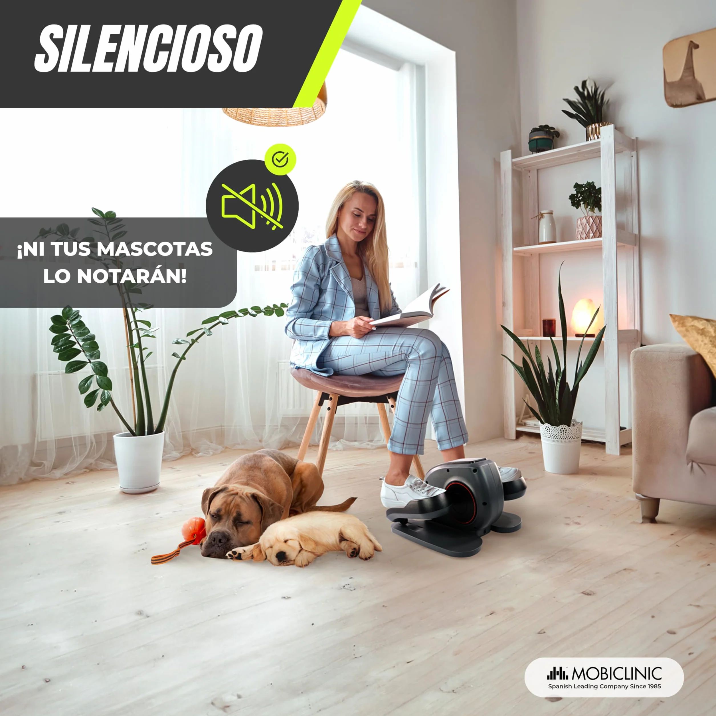 Mobiclinic® Fitness, Pedaleador eléctrico, Veleta, 10 velocidades, 3 programas, Pedales estáticos, Pantalla LCD, 60w, Resistencia Ajustable, Mando, Antideslizantes, Motor silencioso
