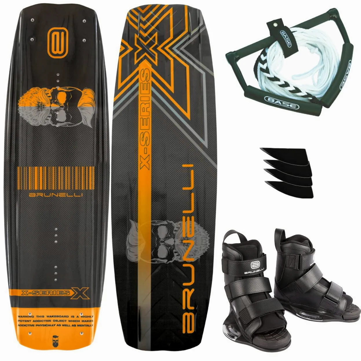 Brunelli Paquete de Wakeboard de carbono, 138 cm, encuadernación Wakeboard