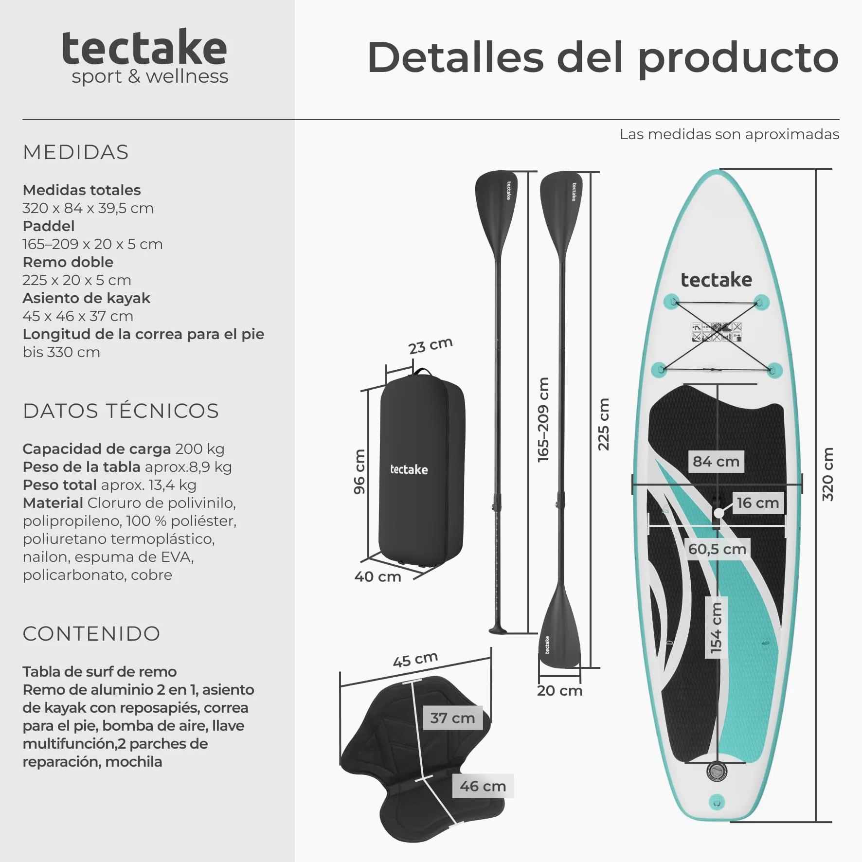 tectake® Tabla Sup Hinchable Kayak Convertible