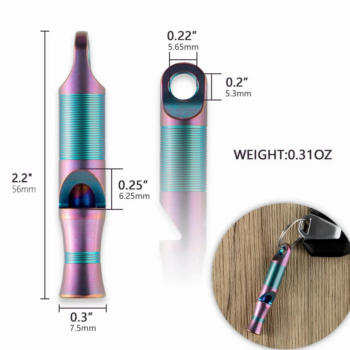 WeKnife - Silbato de Supervivencia de Titanio con Paracord para Kayak, Chaleco Salvavidas, Chaqueta, Barco, Pesca, Camping, Senderismo, Caza, Coyote
