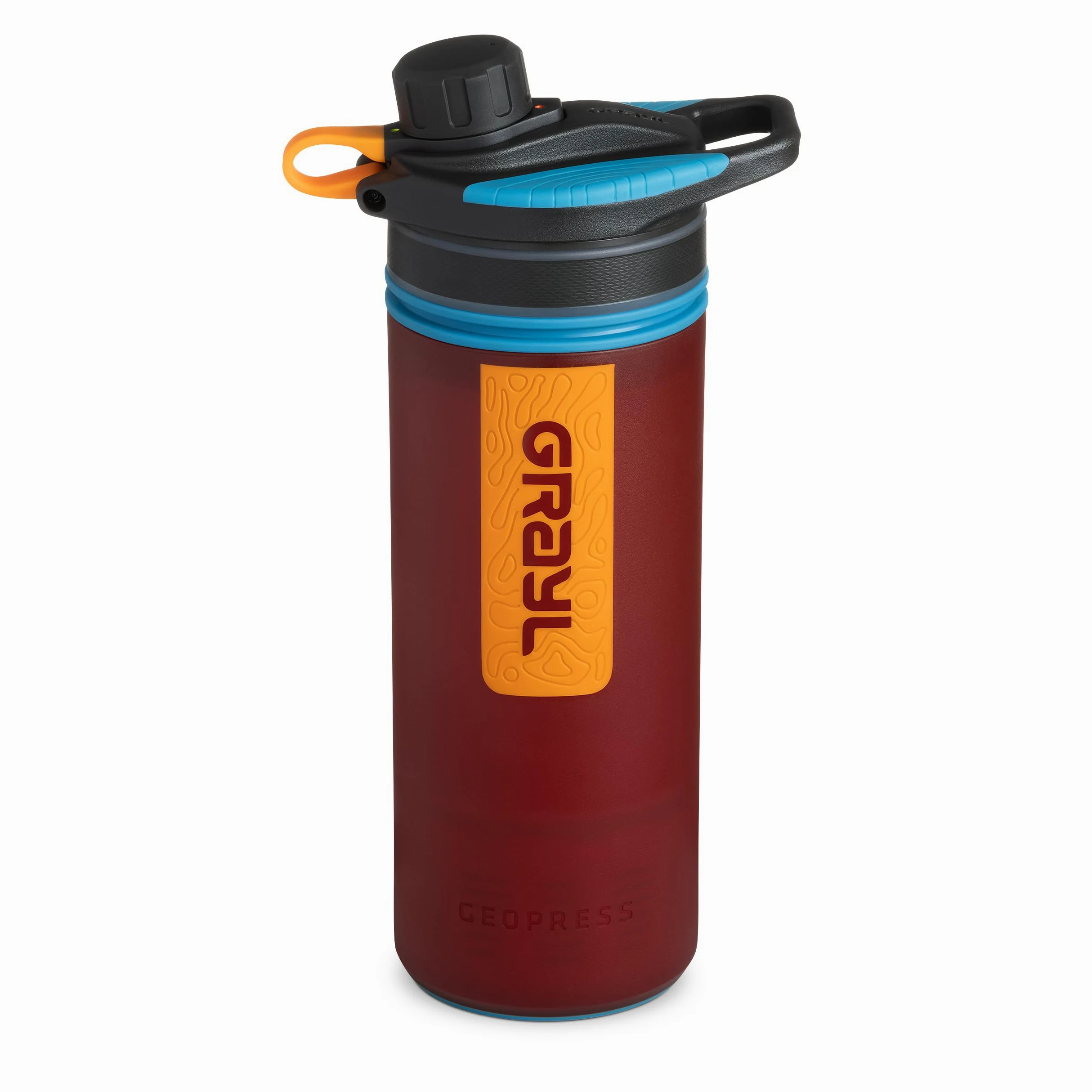 GRAYL GeoPress - Purificador de agua para viajes en todo el mundo, senderismo, camping y supervivencia, 680 ml, color rojo | Purifica el agua en 8 segundos para senderismo, mochileros, camping, supervivencia y viajes, elimina virus y bacterias