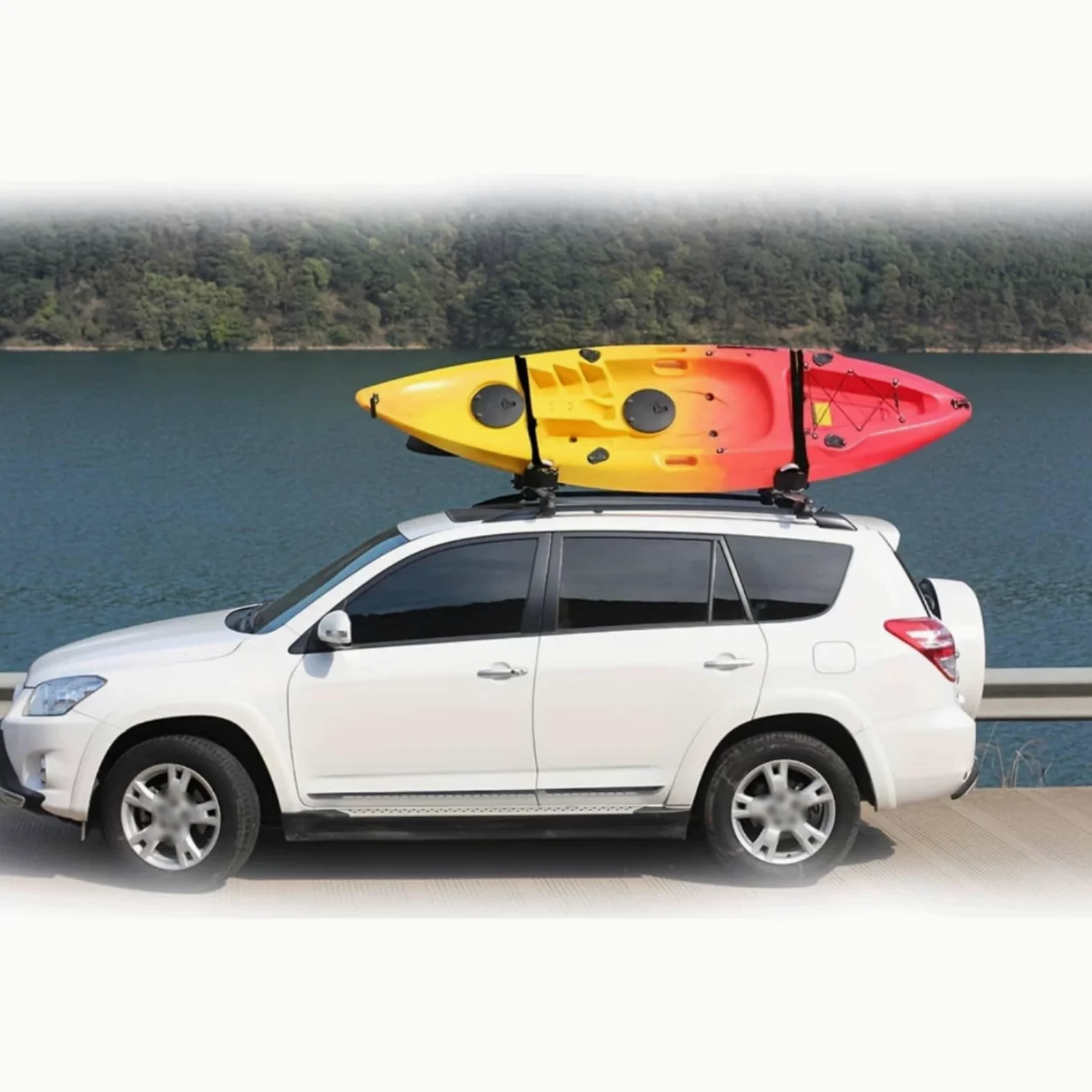 Baoblaze 2 Piezas Portaequipajes de Techo Ajustable Soporte Kayak Canoe Porta Kayak con Ajuste Fino del Ángulo y Almohadillas Protectores Adecuado para de Verano Rutas Costeras y Garaje