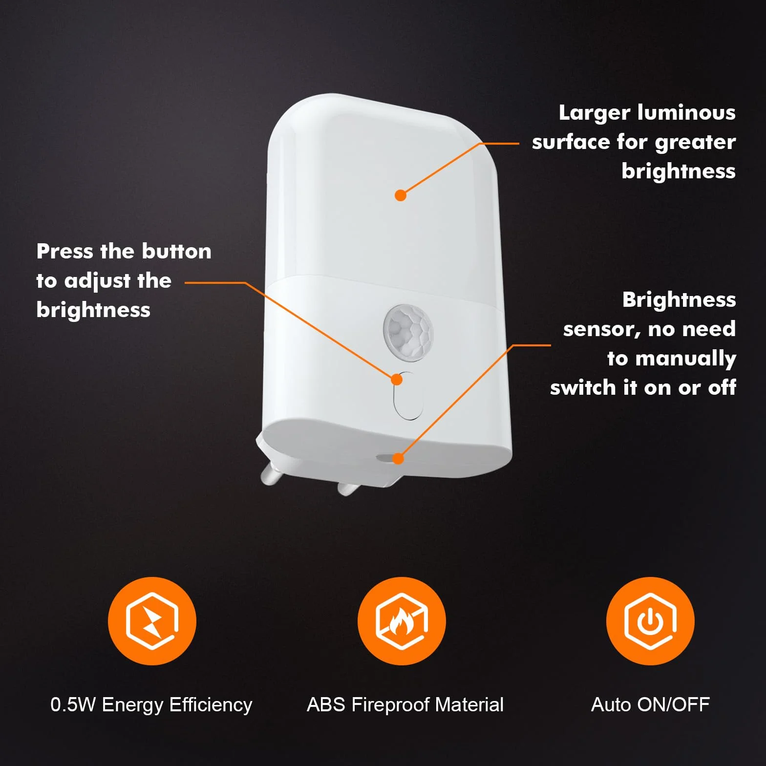GRIFEMA GD103-1 Luz Nocturna Infantil 5 Niveles Brillo Ajustables Sensor Movimiento 2700K Blanco Cálido