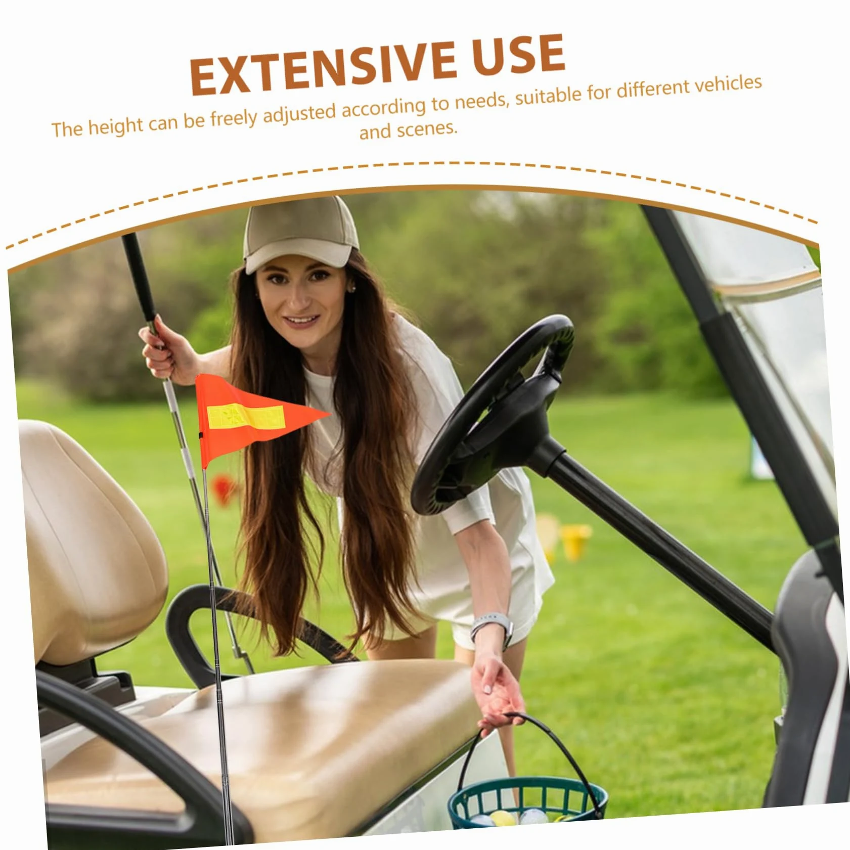 Cabilock 5 Piezas Banderín retráctil scooter telescópico con bandera de seguridad bandera de seguridad para sillas de ruedas Asta de para carrito de golf telescópica Naranja
